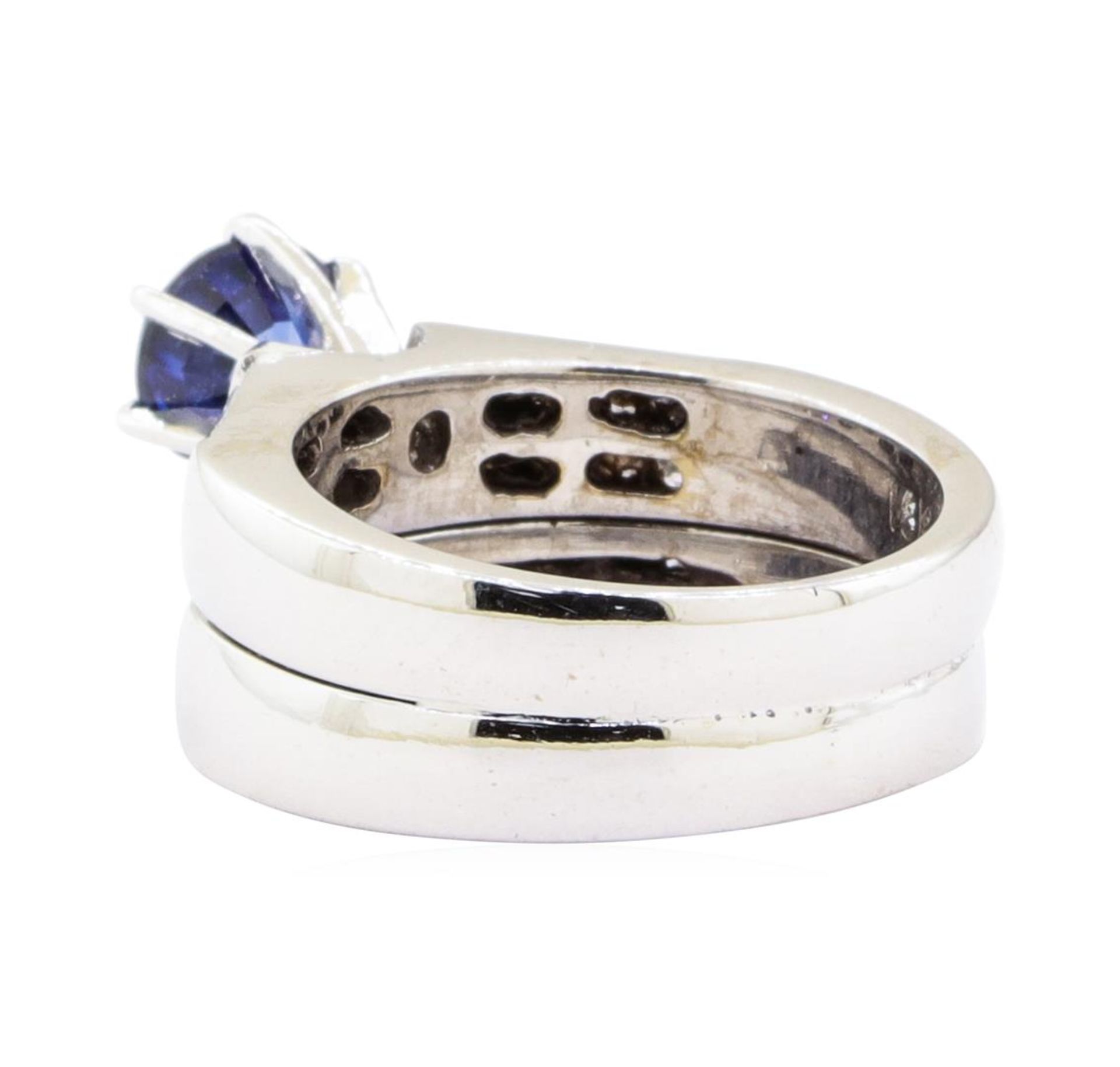 2.49 ctw Sapphire And Diamond Ring And Attached Band - 18KT White Gold - Image 3 of 5