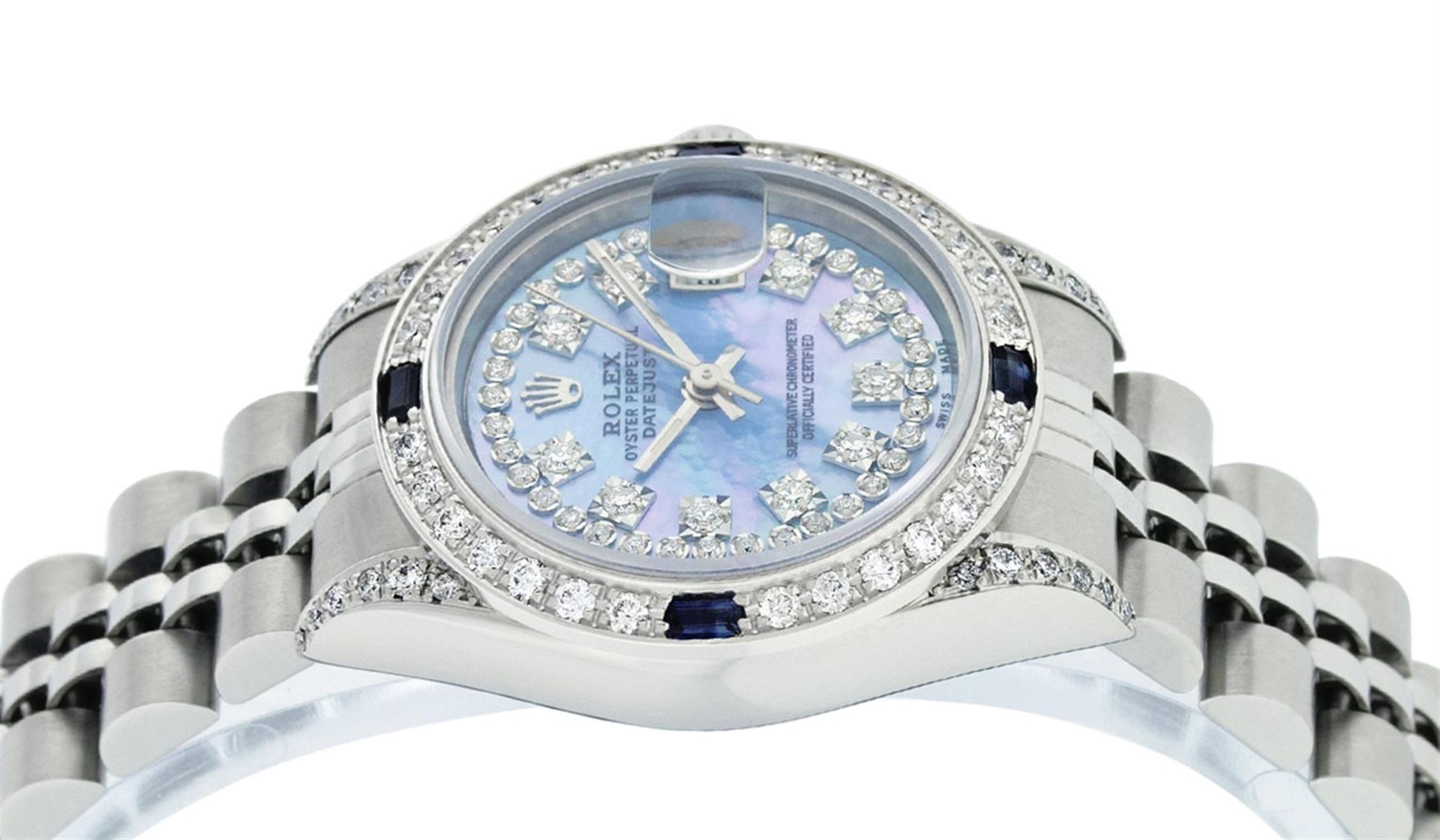 Rolex Ladies Stainless Steel Quickset Blue MOP Diamond Lugs Datejust Wristwatch - Image 3 of 7