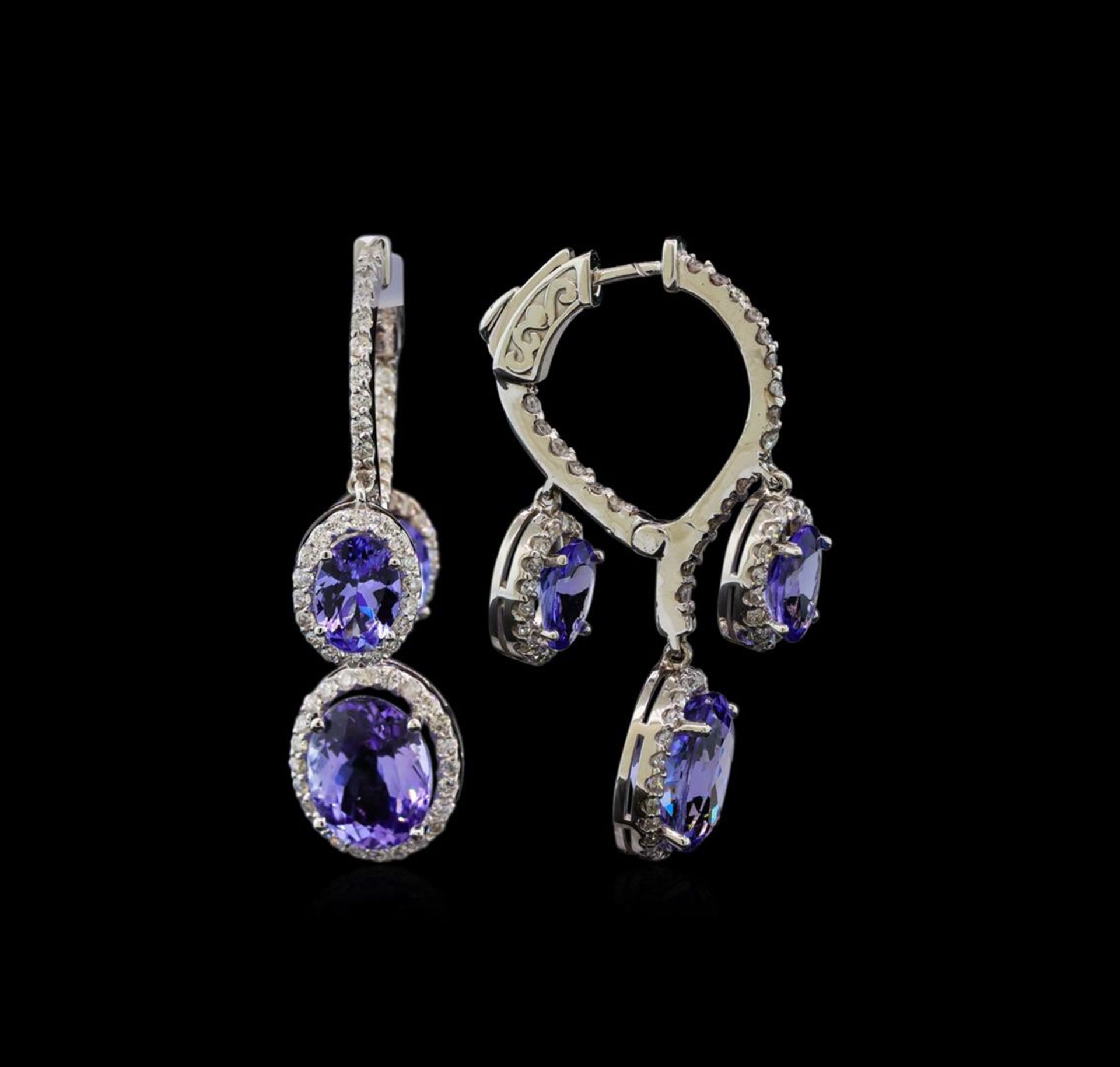 14KT White Gold 8.10 ctw Tanzanite and Diamond Earrings - Image 2 of 3