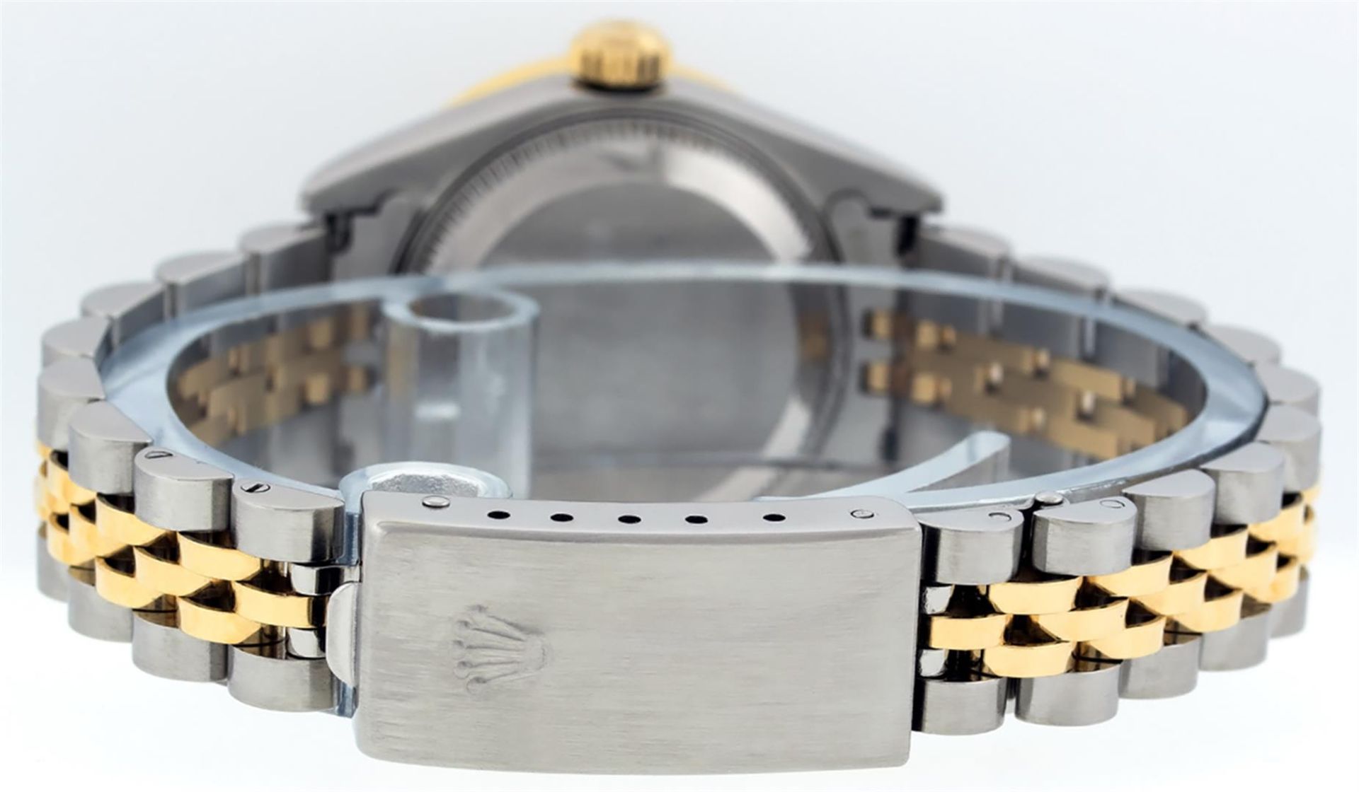 Rolex Ladies 2 Tone 18K Black Diamond Lugs Datejust Wristwatch 26MM Oyster Perpe - Image 4 of 9