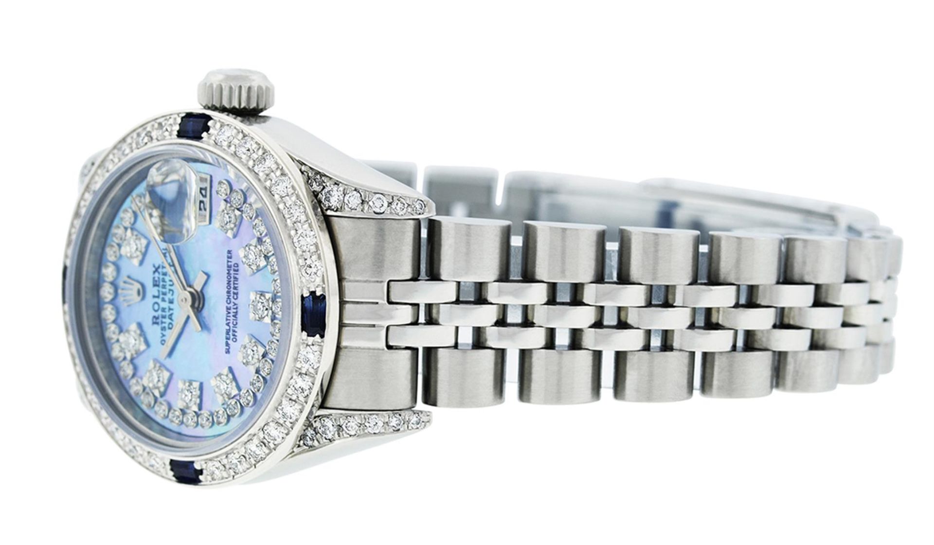Rolex Ladies Stainless Steel Quickset Blue MOP Diamond Lugs Datejust Wristwatch - Image 4 of 7