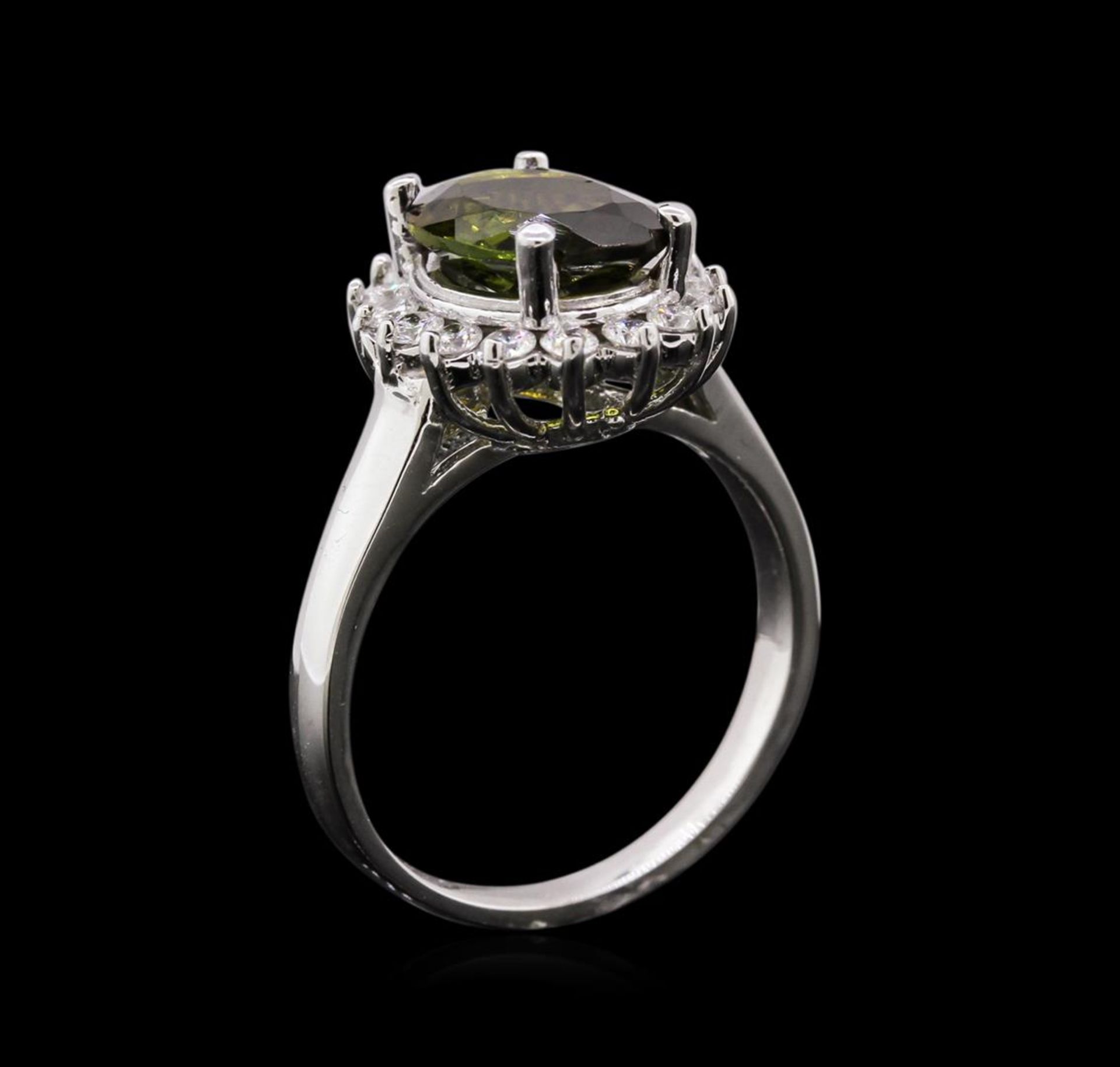 2.30 ctw Green Tourmaline and Diamond Ring - 14KT White Gold - Image 3 of 3