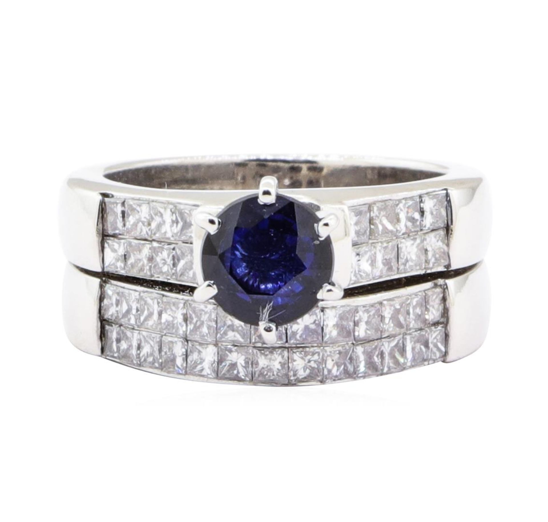 2.49 ctw Sapphire And Diamond Ring And Attached Band - 18KT White Gold - Image 2 of 5