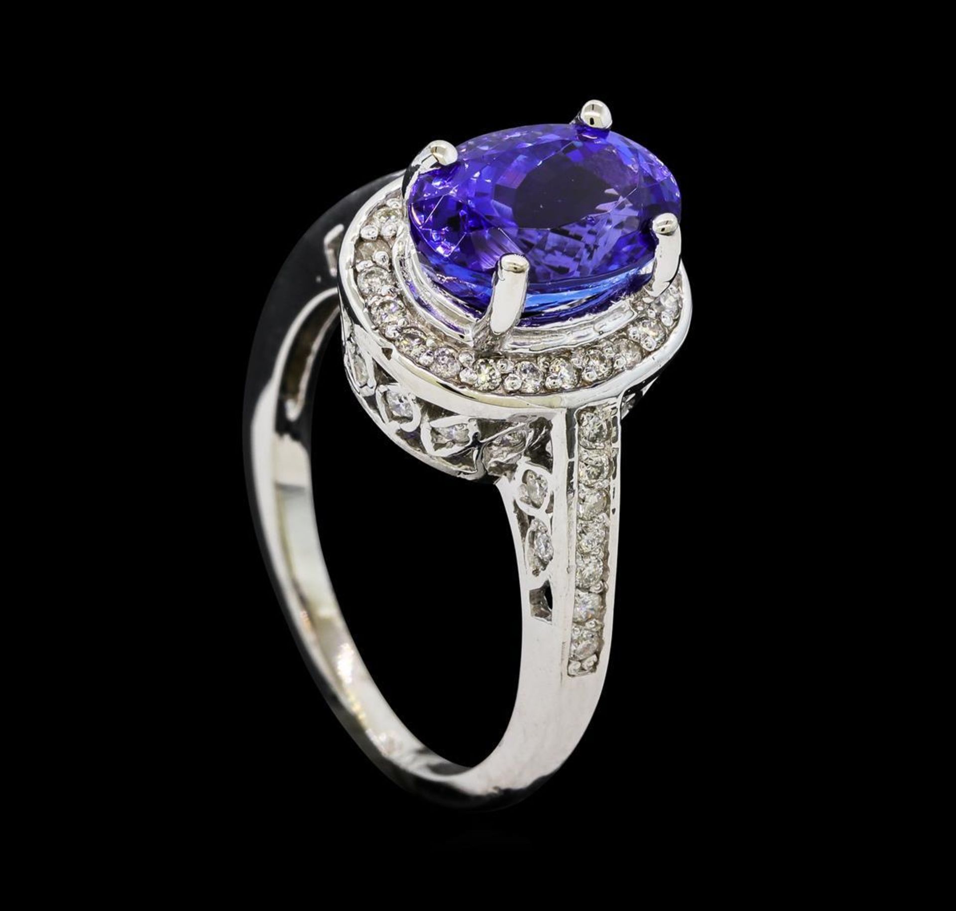 2.94 ctw Tanzanite and Diamond Ring - 14KT White Gold - Image 4 of 5