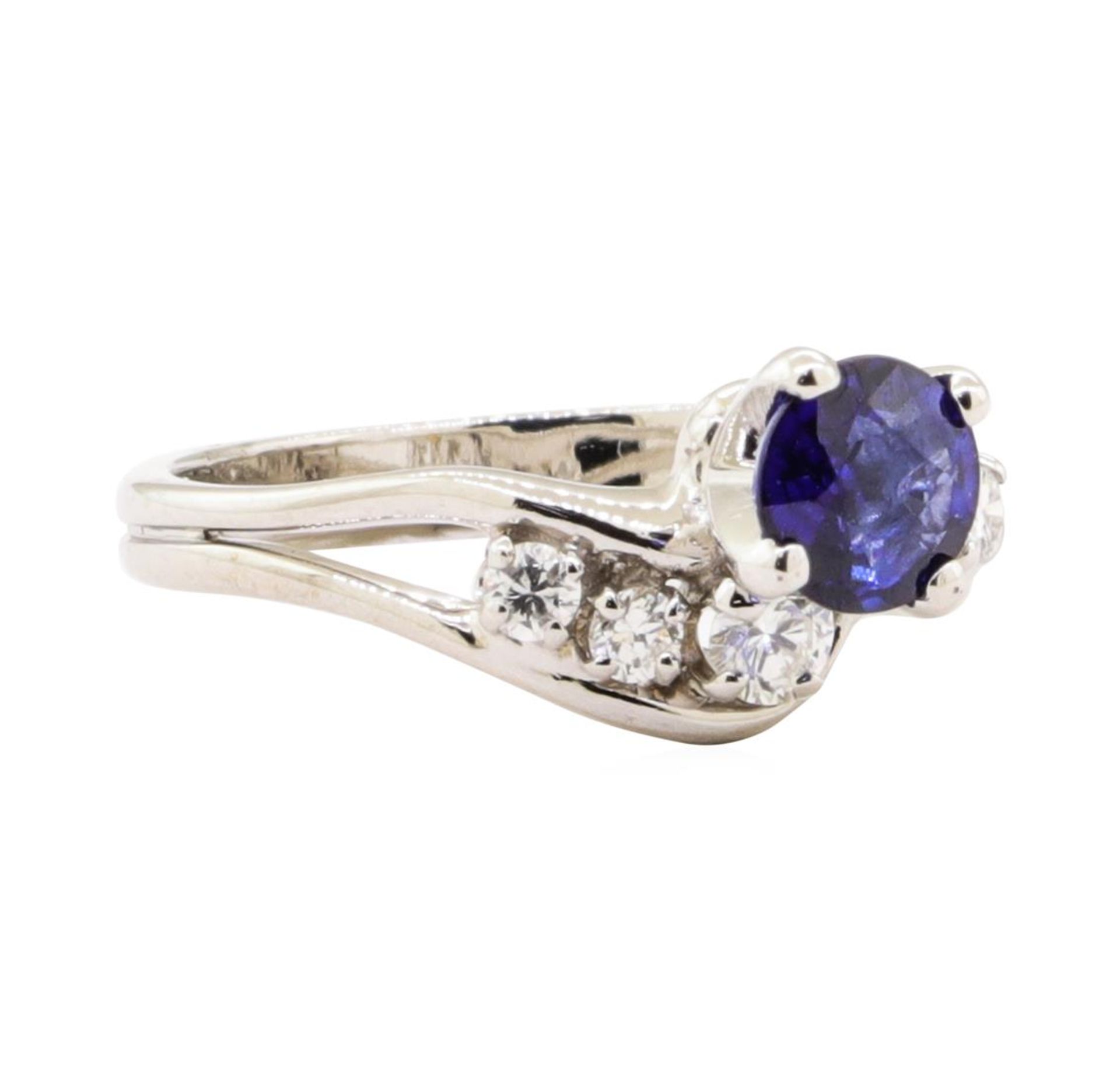0.92ctw Blue Sapphire and Diamond Ring - 14KT White Gold