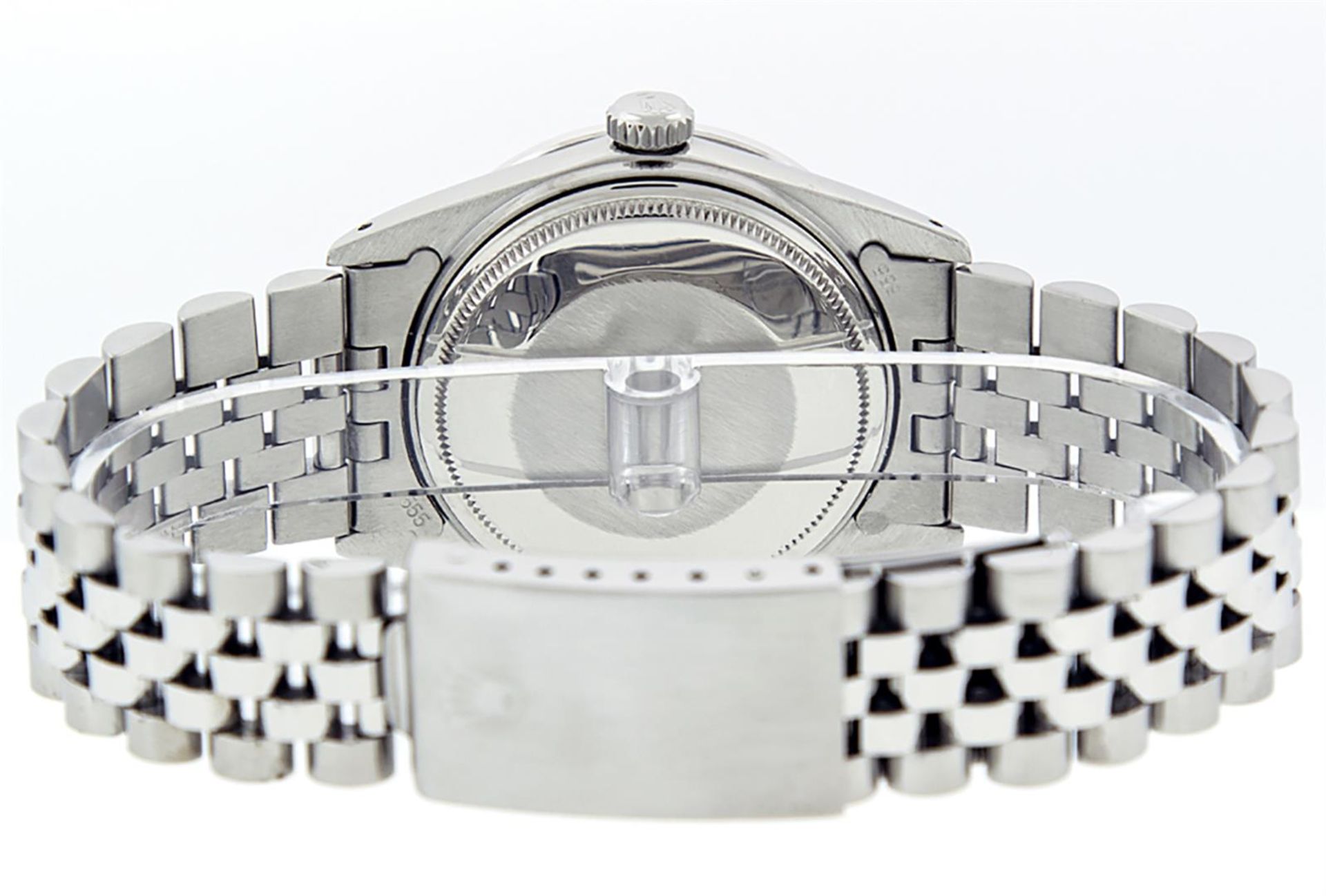 Rolex Mens Stainless Steel Mother Of Pearl Diamond & Sapphire Datejust Wristwatc - Image 6 of 8