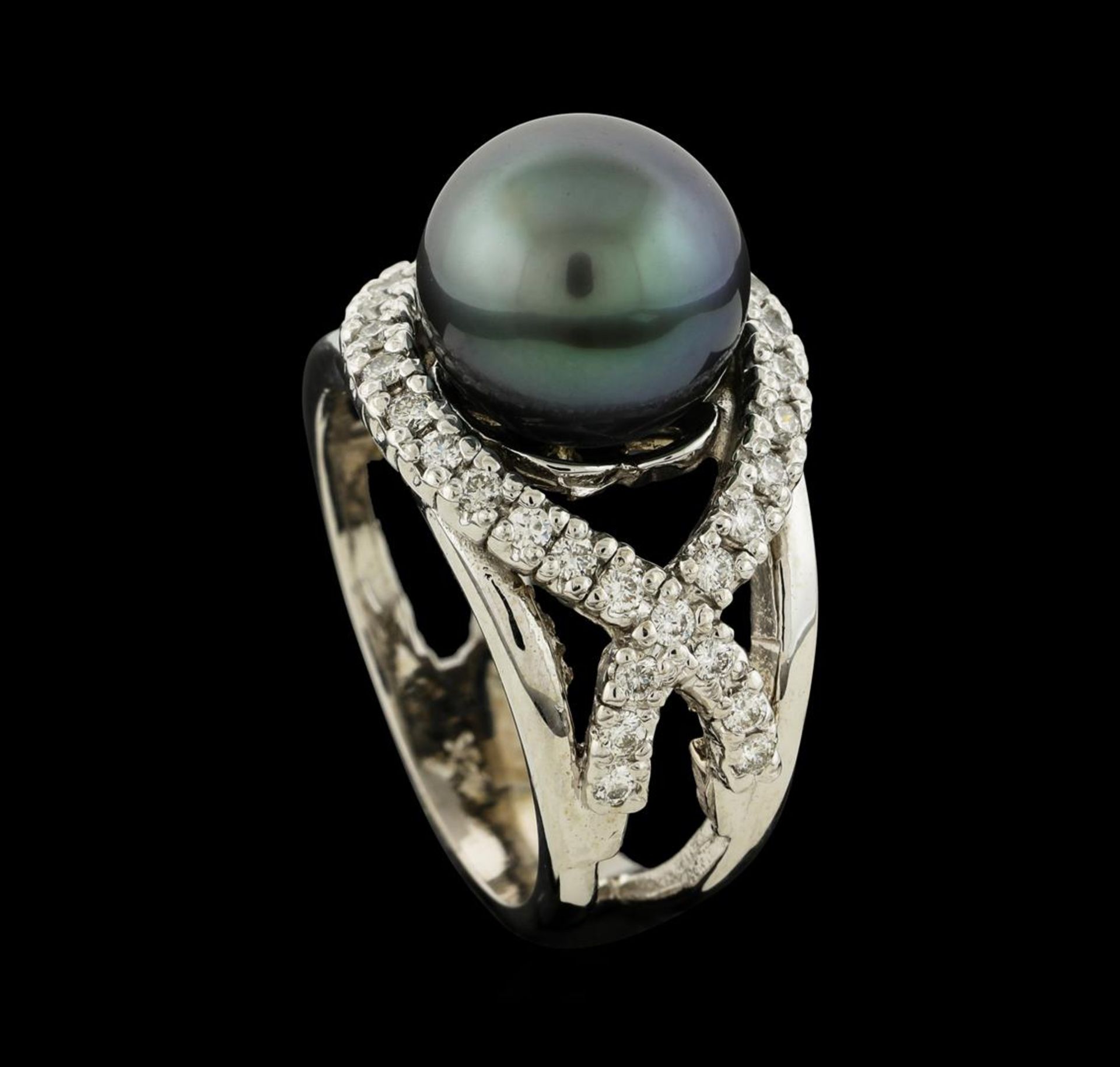 Pearl and Diamond Ring - 14KT White Gold - Image 4 of 4