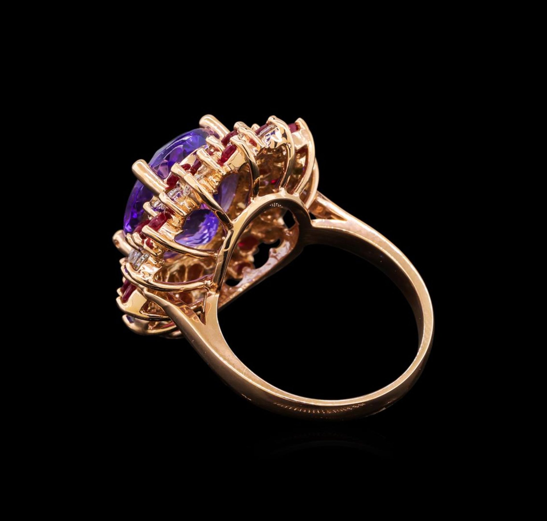 14KT Rose Gold 7.95 ctw Tanzanite, Ruby and Diamond Ring - Image 3 of 5