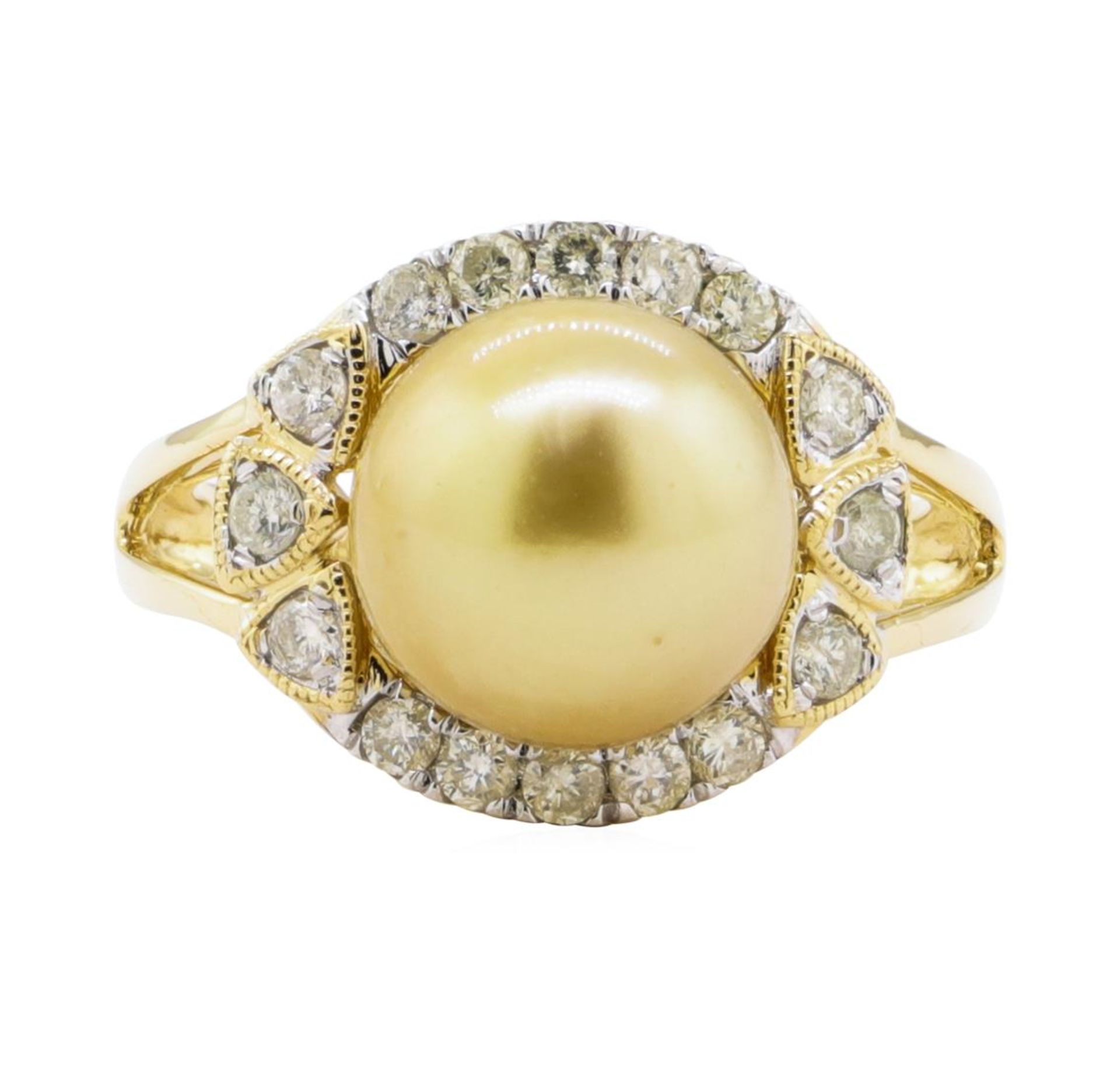 Pearl and Diamond Ring - 18KT Yellow Gold - Image 2 of 5