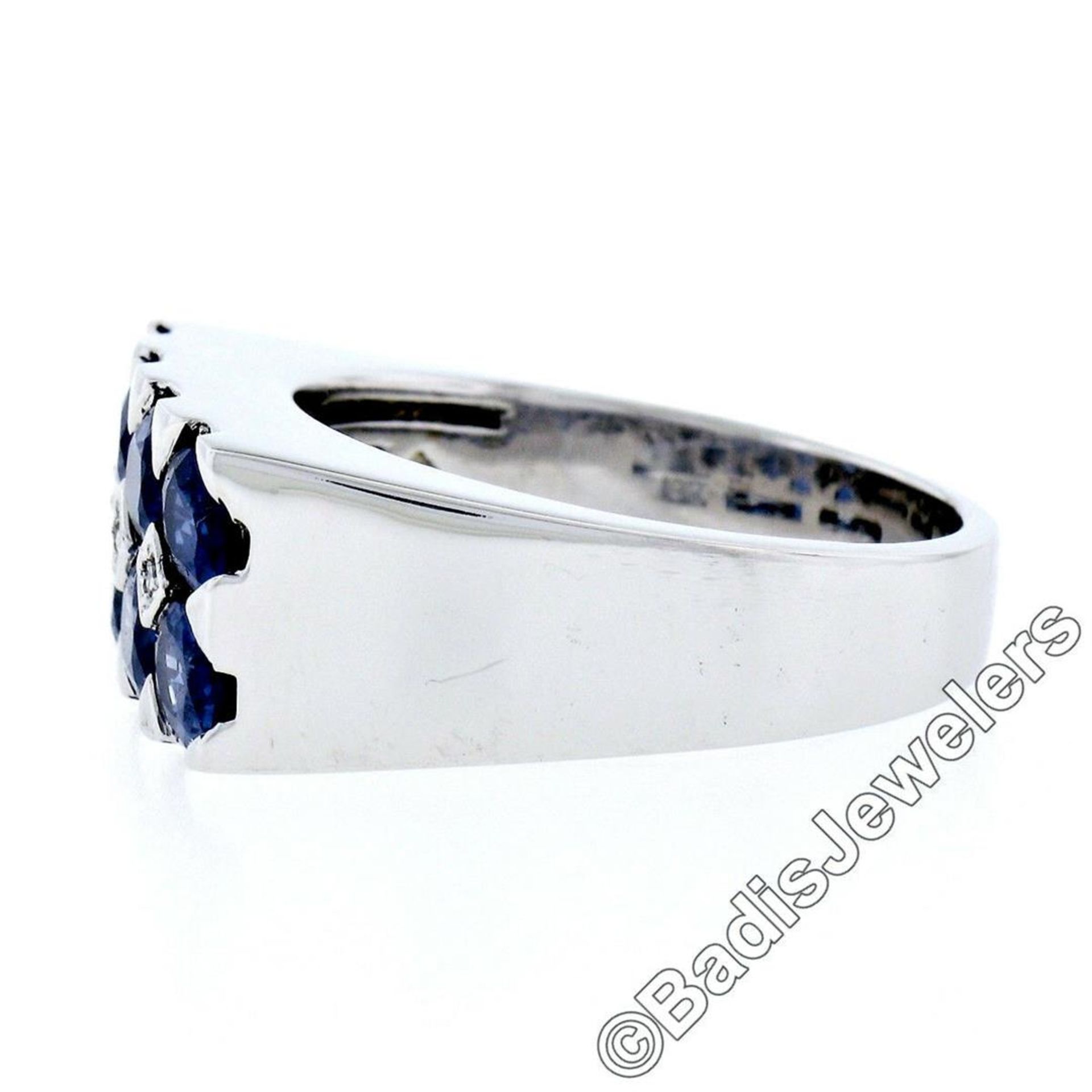 18kt White Gold 4.03ctw Dual Row Oval Cut Sapphire & Diamond Band Ring - Image 7 of 9