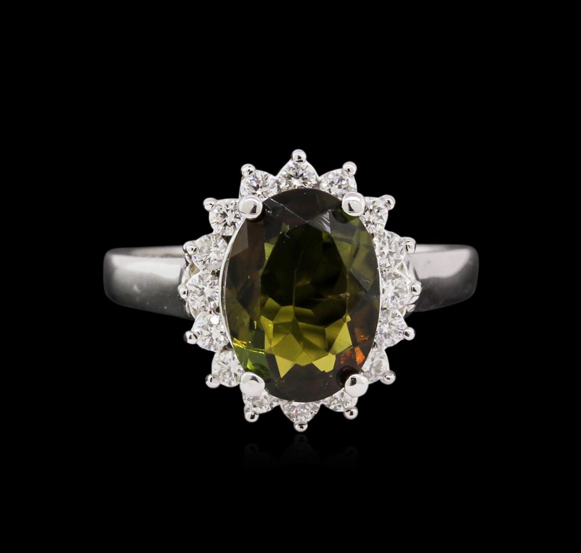 2.30 ctw Green Tourmaline and Diamond Ring - 14KT White Gold - Image 2 of 3