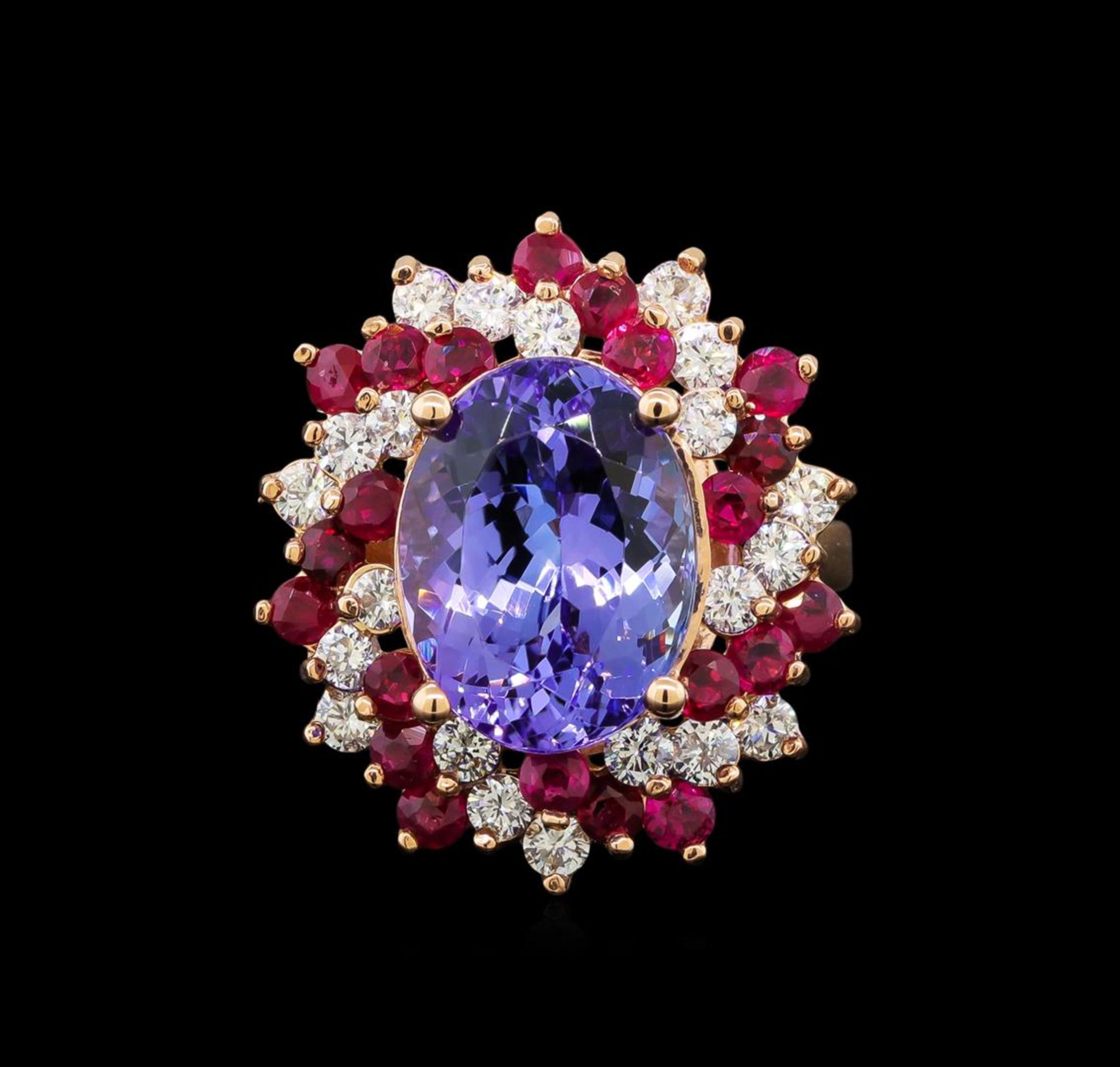 14KT Rose Gold 7.95 ctw Tanzanite, Ruby and Diamond Ring - Image 2 of 5
