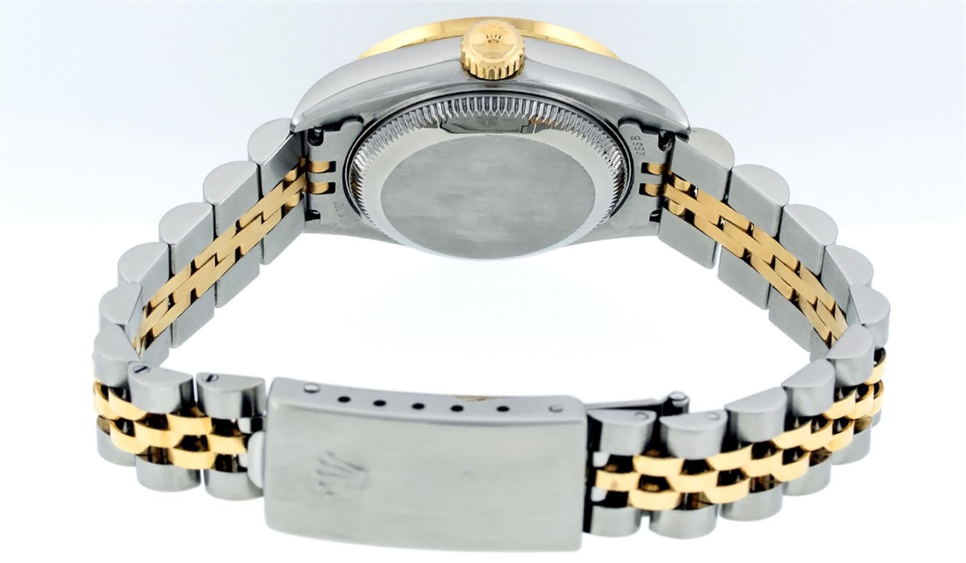 Rolex Ladies 2 Tone 18K Black Diamond Lugs Datejust Wristwatch 26MM Oyster Perpe - Image 6 of 9