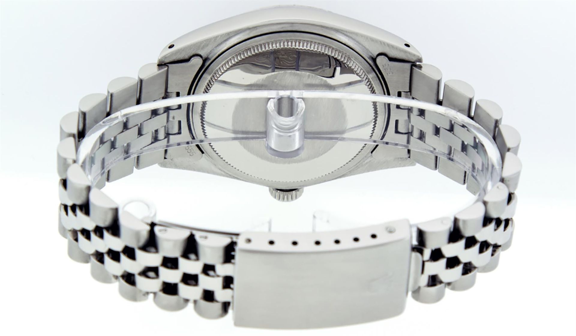 Rolex Mens Stainless Steel Mother Of Pearl Diamond & Sapphire Datejust Wristwatc - Image 7 of 8