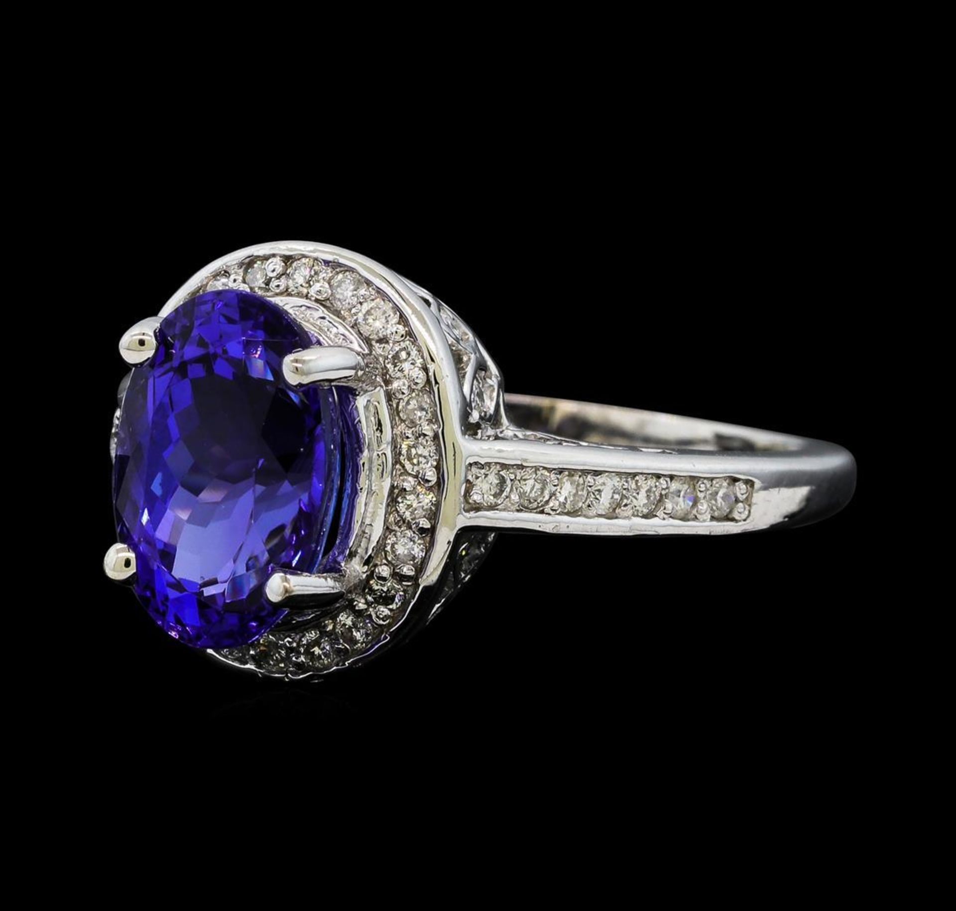 2.94 ctw Tanzanite and Diamond Ring - 14KT White Gold