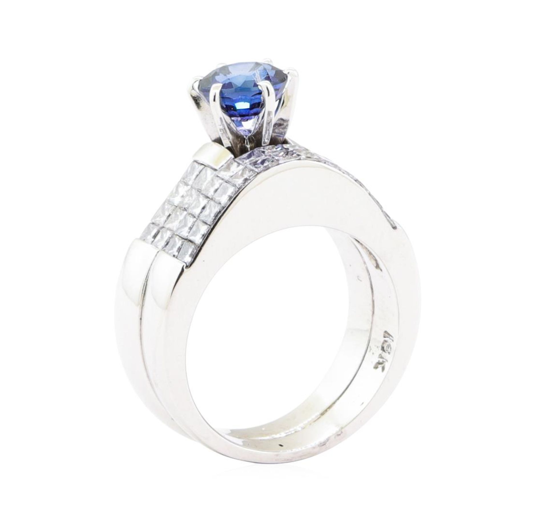 2.49 ctw Sapphire And Diamond Ring And Attached Band - 18KT White Gold - Image 4 of 5