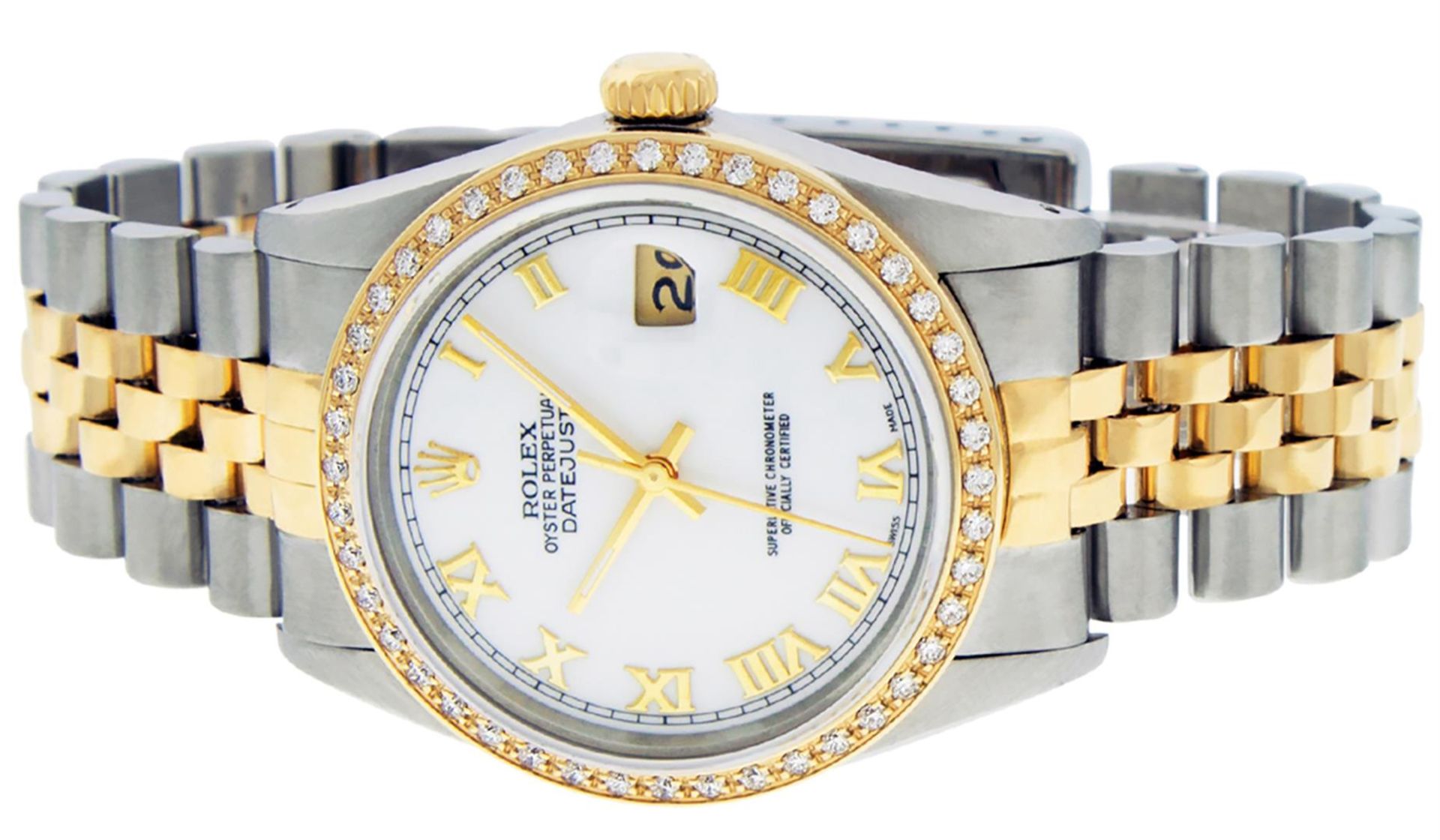 Rolex Mens 2 Tone Mother Of Pearl Diamond 36MM Datejust Wristwatch - Image 6 of 8