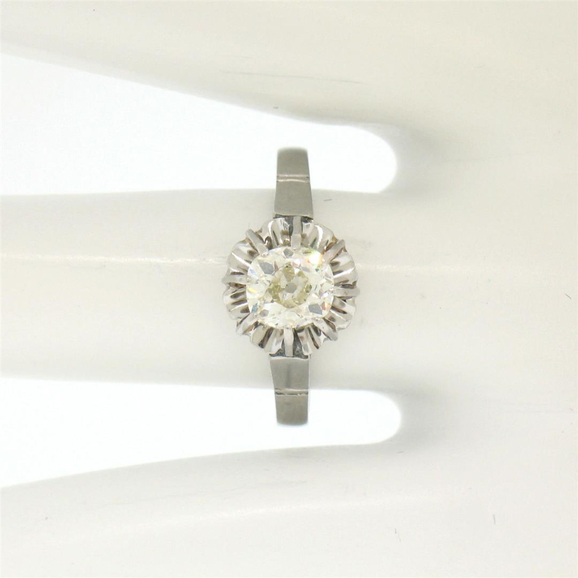 Antique Art Deco Platinum 0.78ct Old Mine Cut Diamond Filigree Engagement Ring - Image 4 of 9