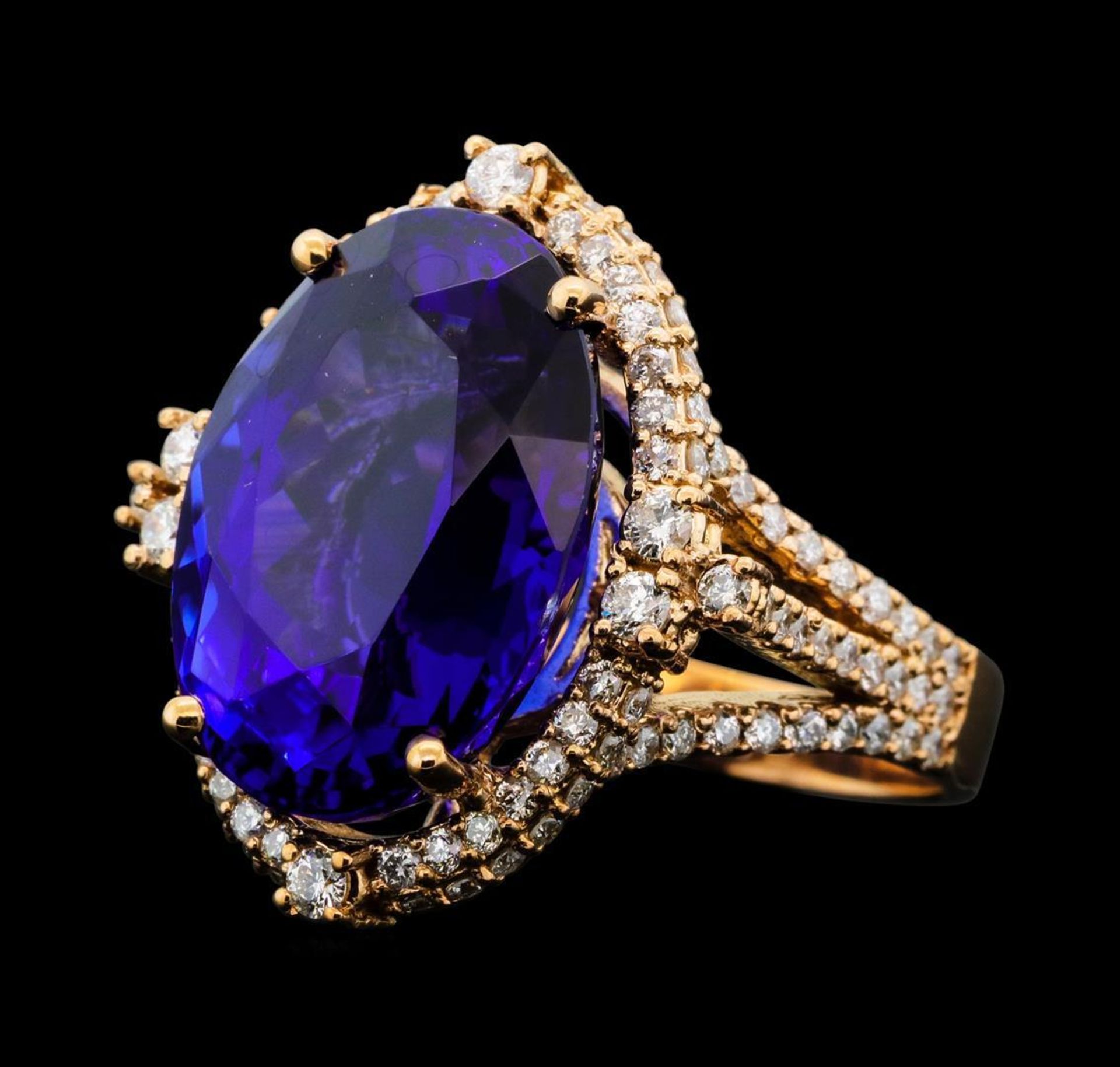 16.75ct Tanzanite and Diamond Ring - 14KT Rose Gold