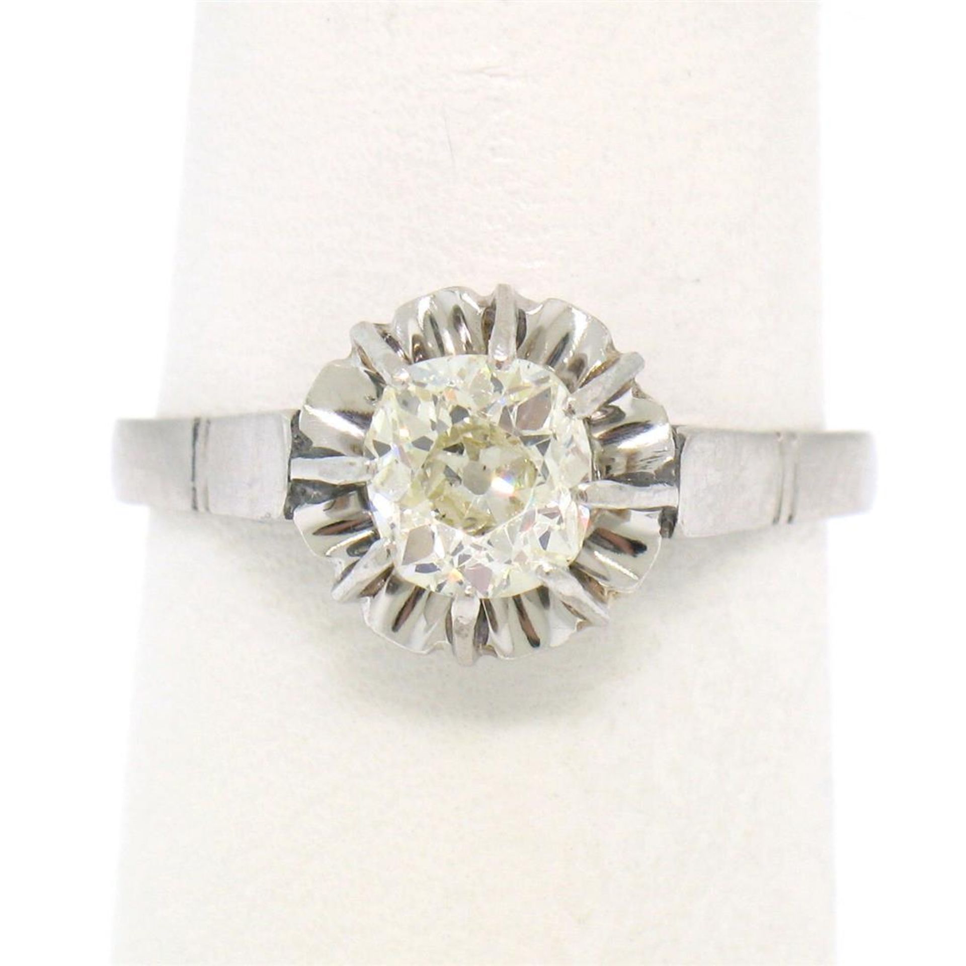 Antique Art Deco Platinum 0.78ct Old Mine Cut Diamond Filigree Engagement Ring - Image 6 of 9