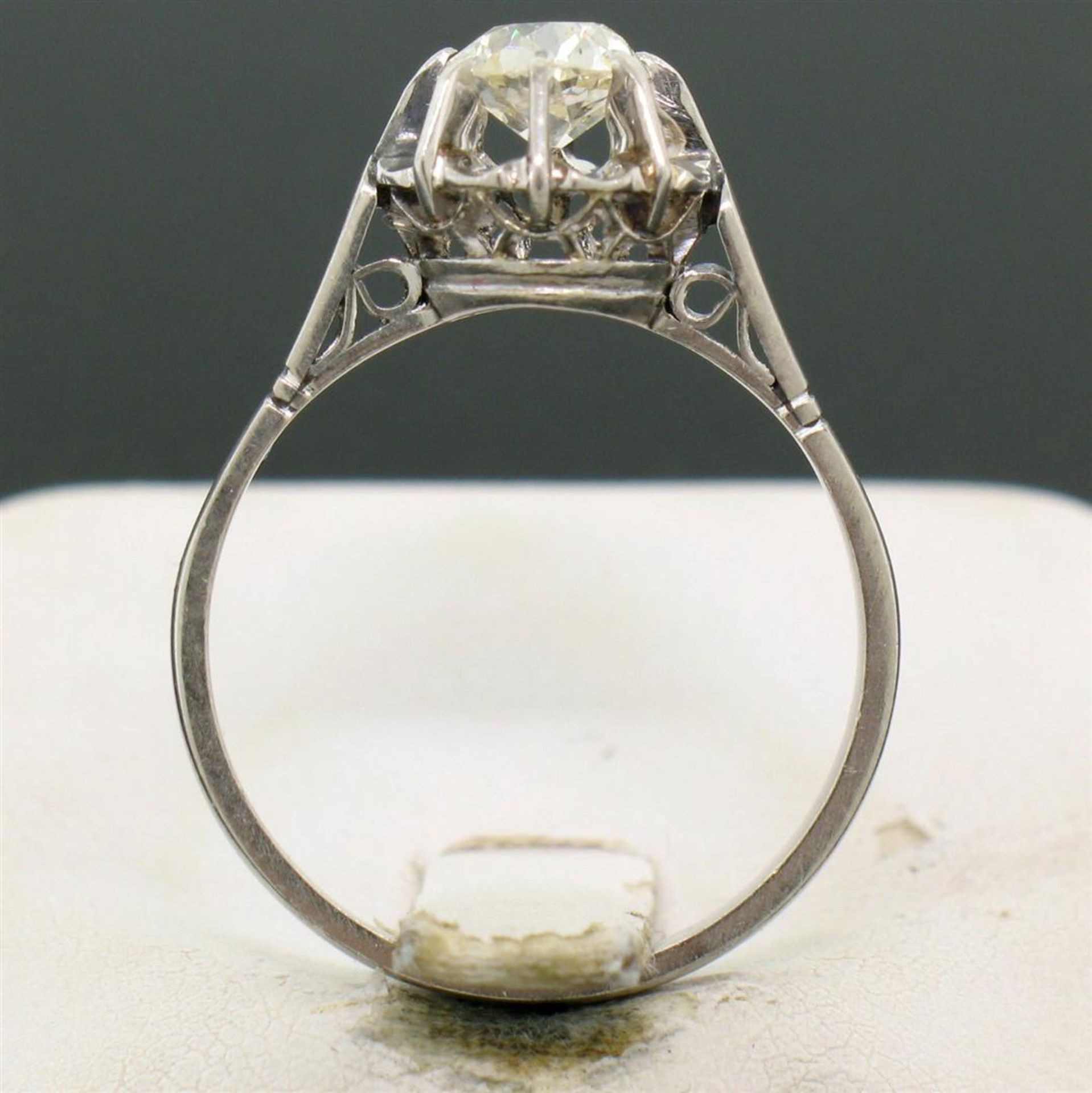 Antique Art Deco Platinum 0.78ct Old Mine Cut Diamond Filigree Engagement Ring - Image 9 of 9