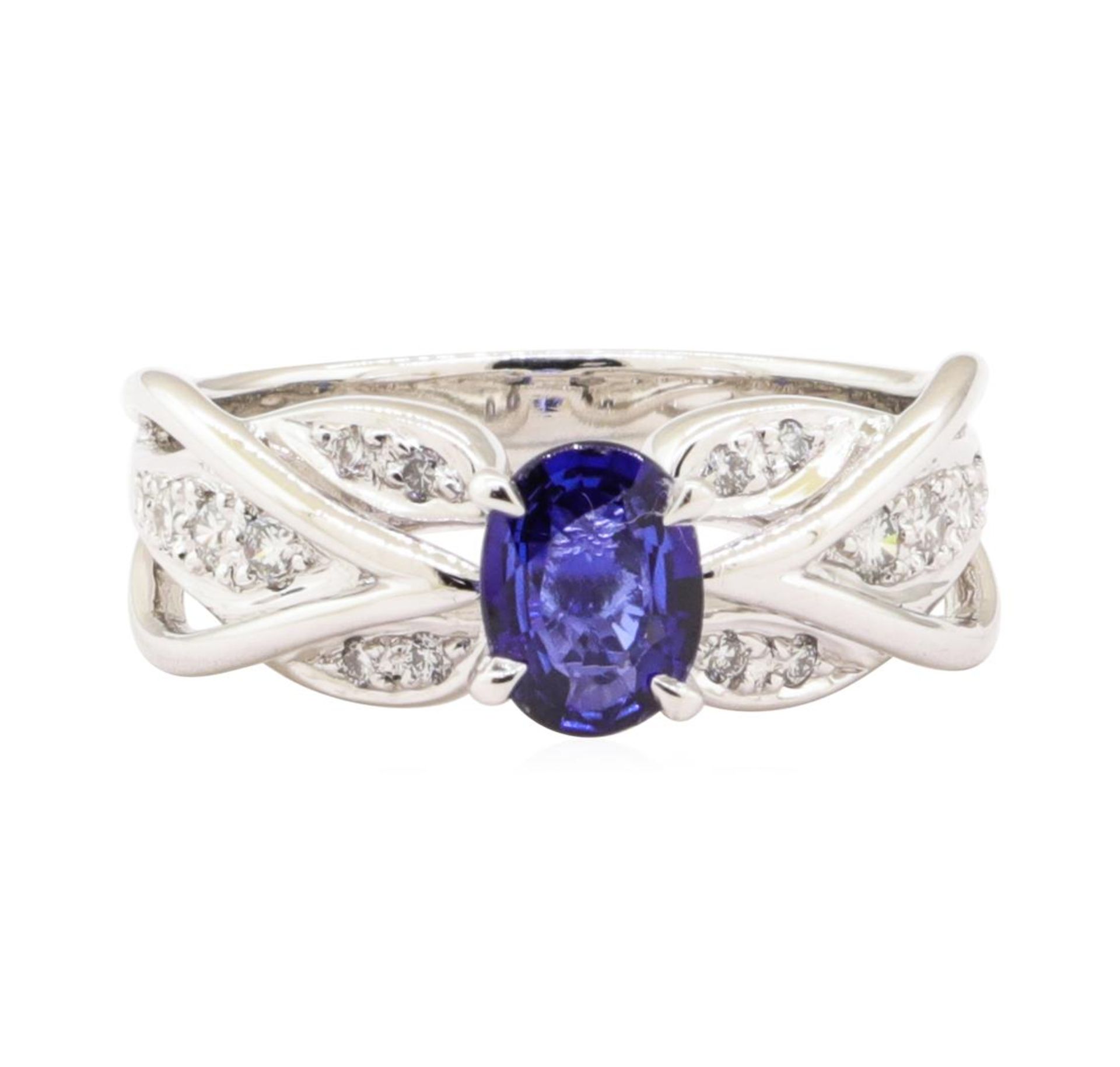 1.10 ctw Blue Sapphire And Diamond Ring - 18KT White Gold - Image 2 of 5