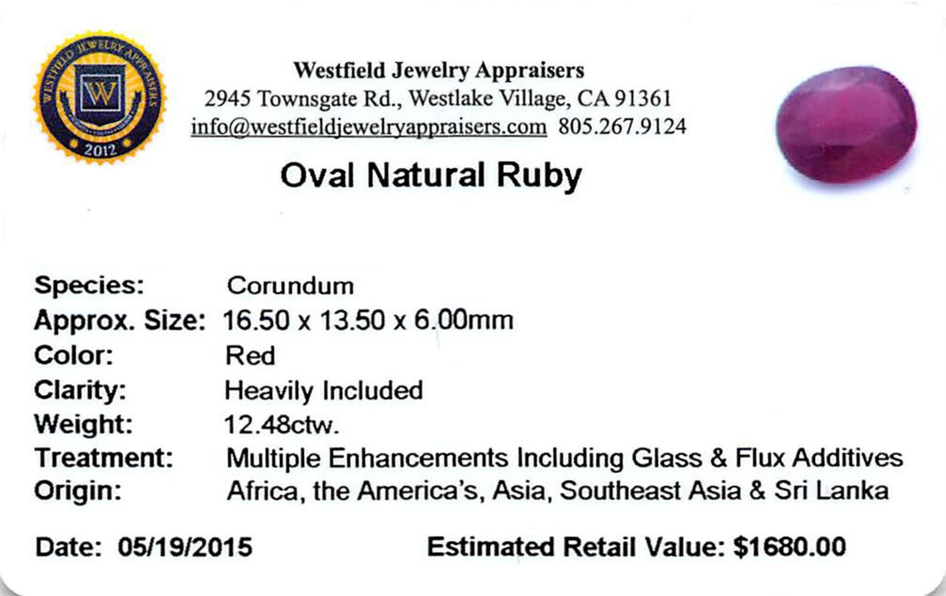 12.48ctw Oval Ruby Parcel - Image 2 of 2