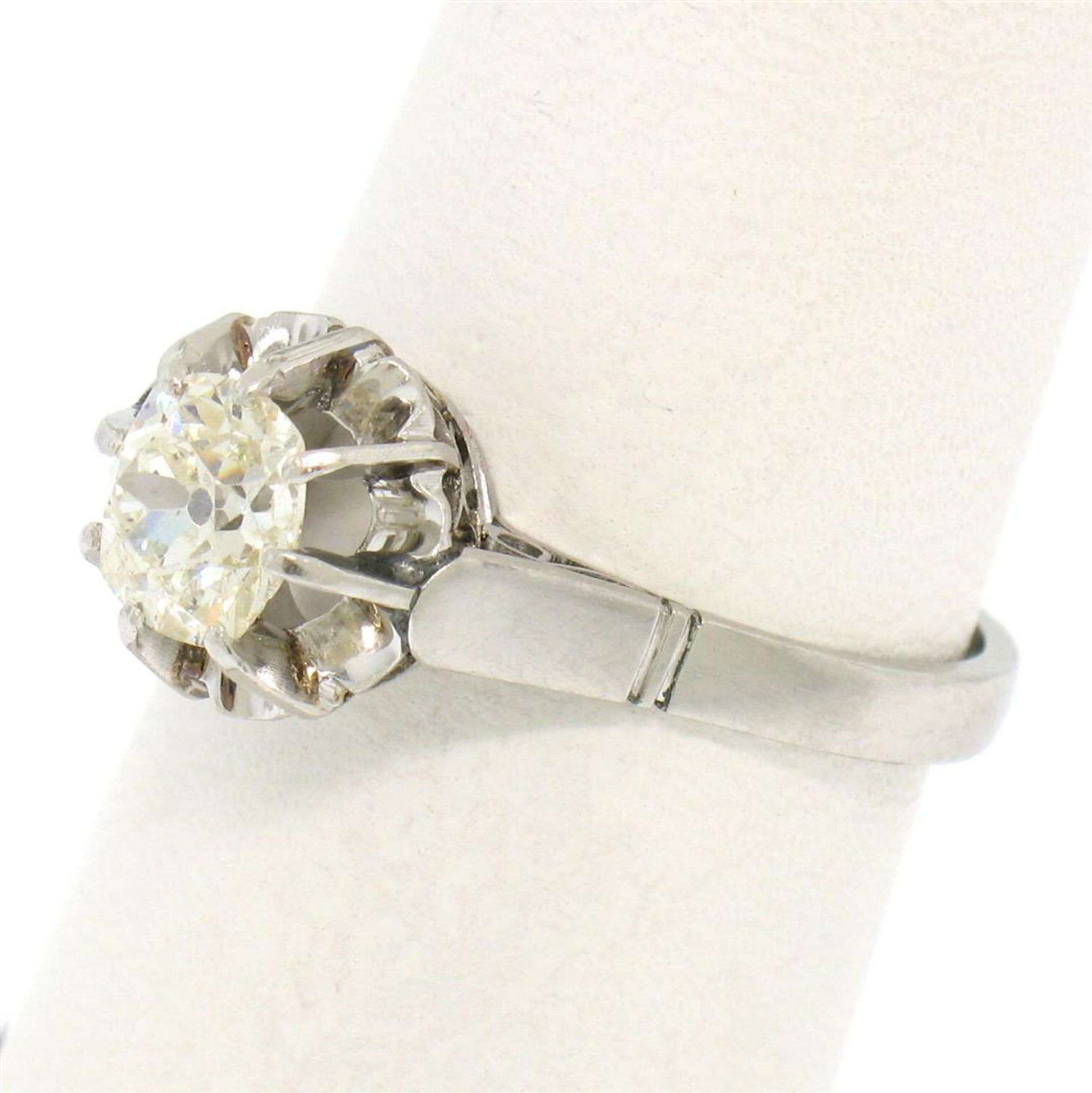 Antique Art Deco Platinum 0.78ct Old Mine Cut Diamond Filigree Engagement Ring - Image 7 of 9