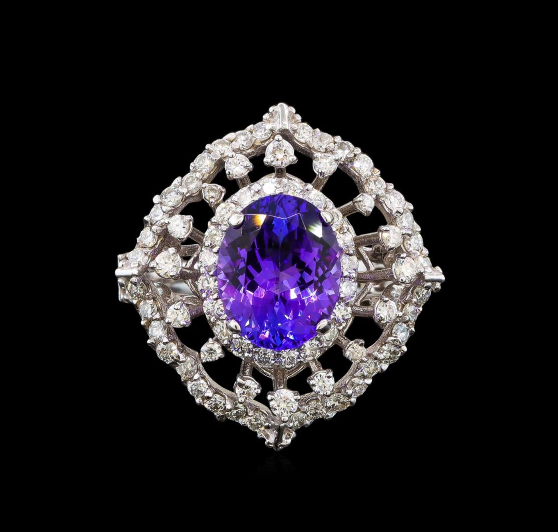 14KT White Gold 4.04 ctw Tanzanite and Diamond Ring - Image 2 of 5