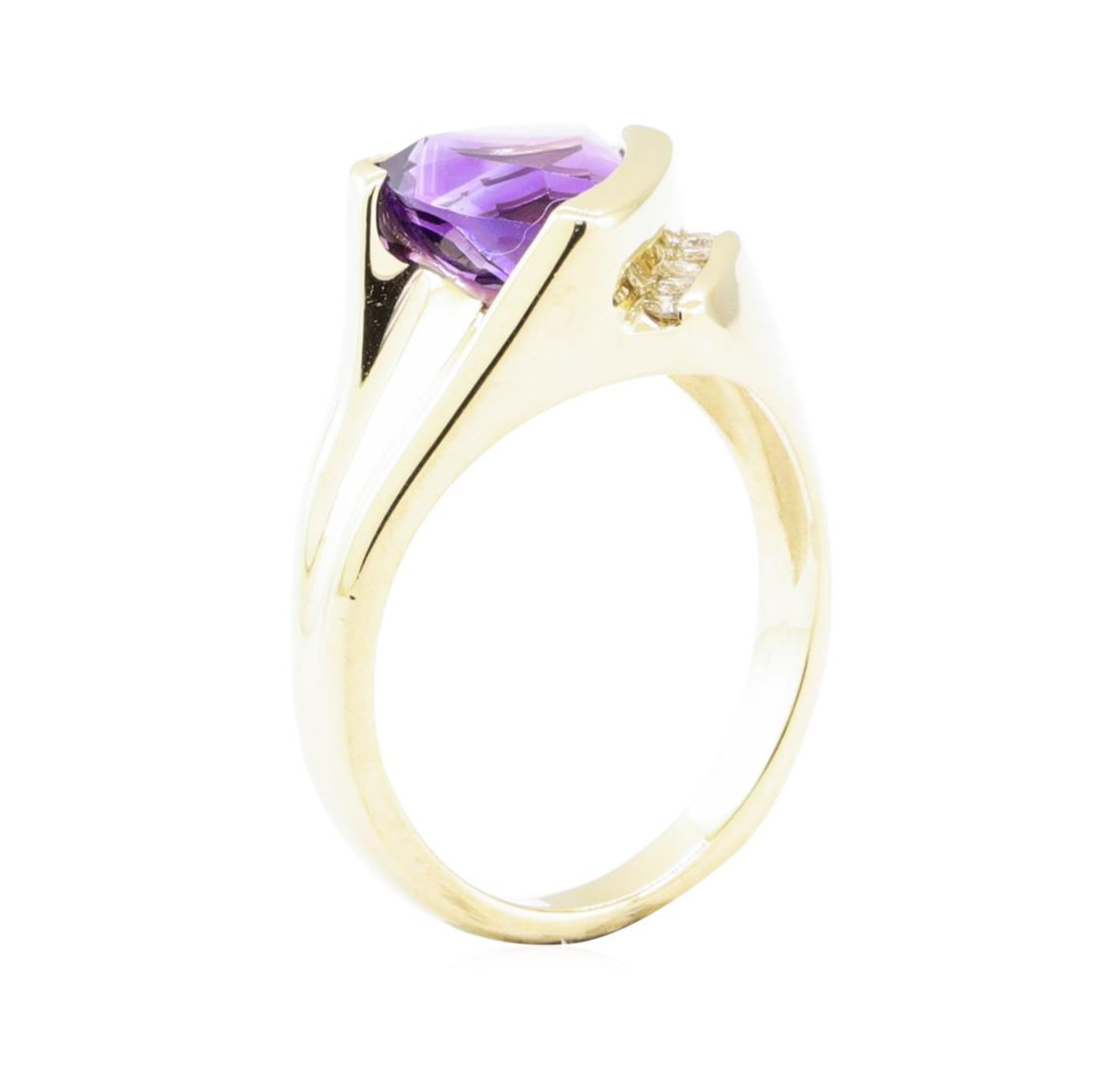 1.70 ctw Amethyst and Diamond Ring - 14KT Yellow Gold - Image 4 of 4