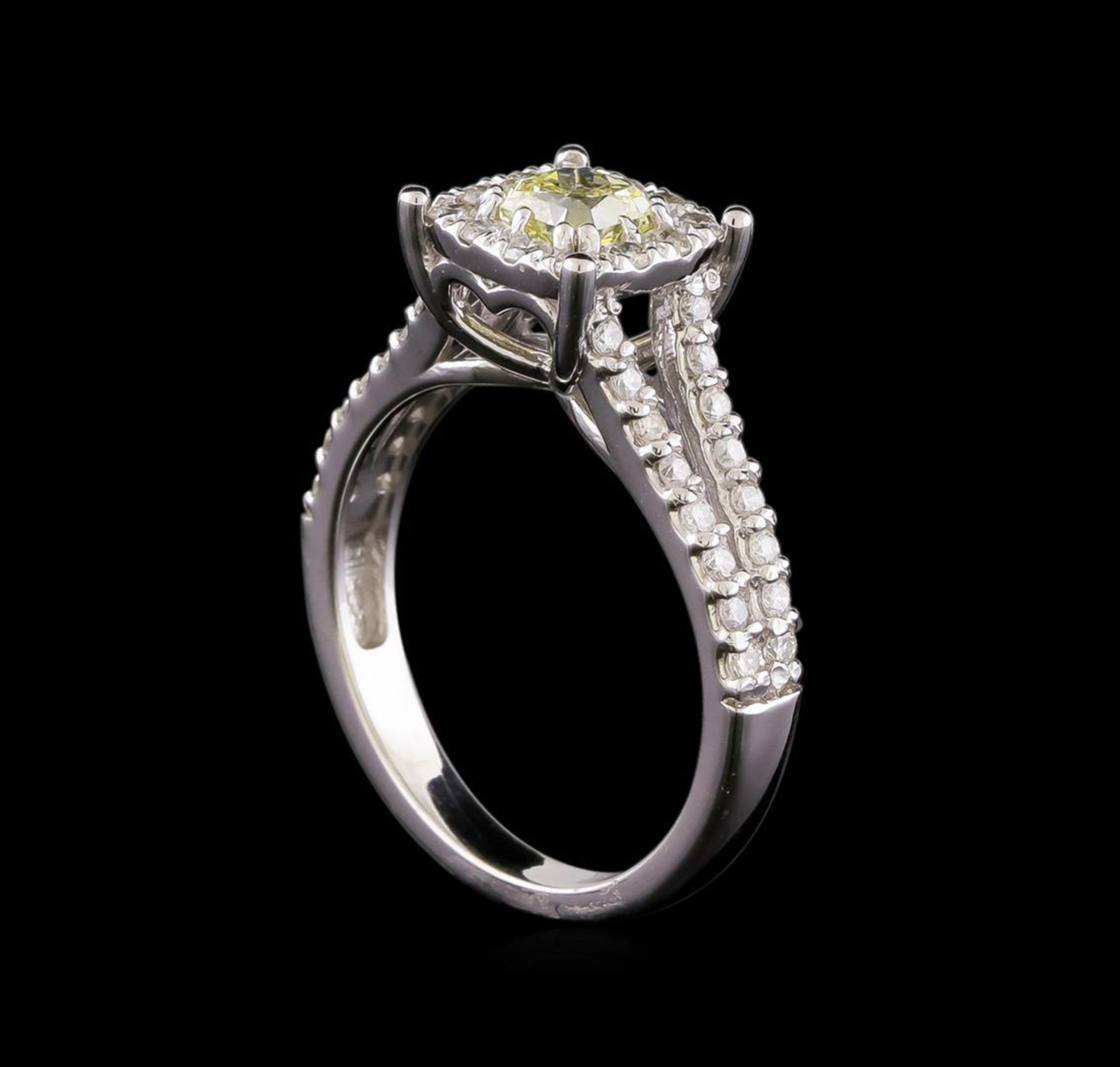 1.09 ctw Fancy Yellow Diamond Ring - 14KT White Gold - Image 4 of 5