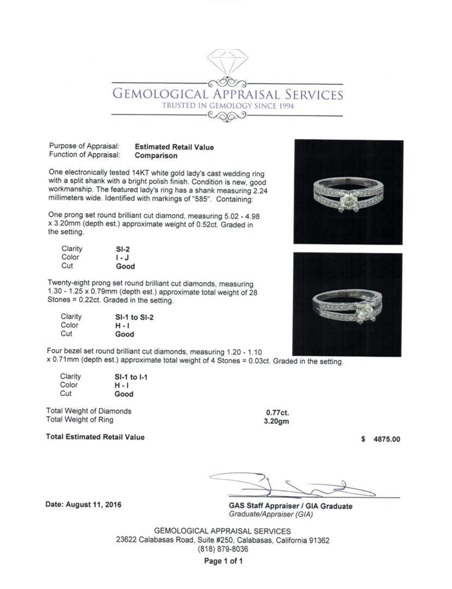 0.77 ctw Diamond Ring - 14KT White Gold - Image 4 of 4