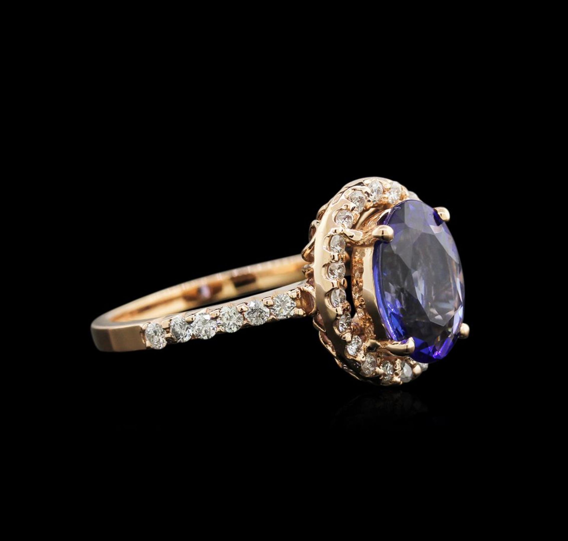 2.07 ctw Tanzanite and Diamond Ring - 14KT Rose Gold