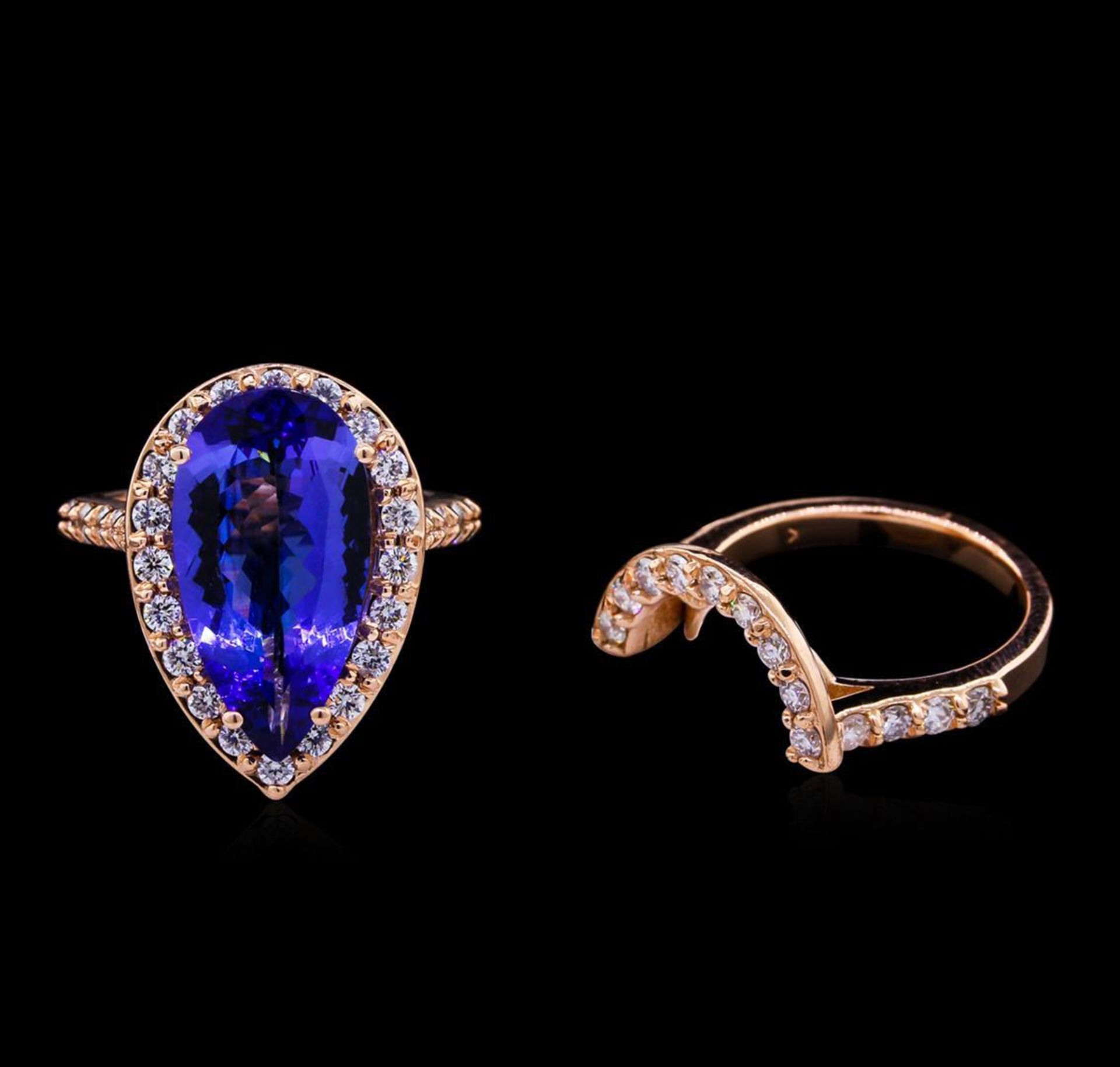 5.53 ctw Tanzanite and Diamond Ring Set - 14KT Rose Gold - Image 2 of 3