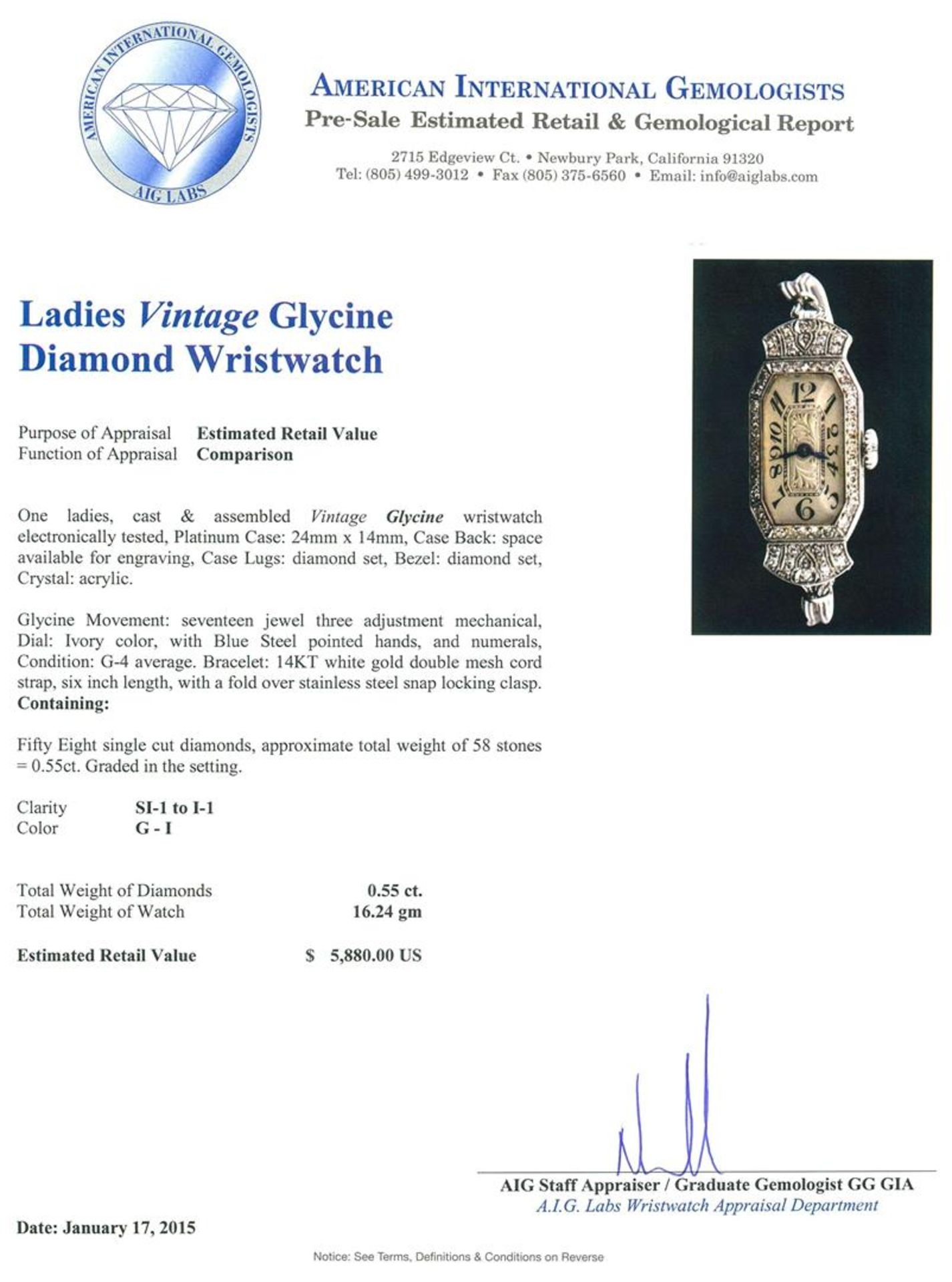 Vintage Glycine Diamond Ladies Watch - Image 4 of 4