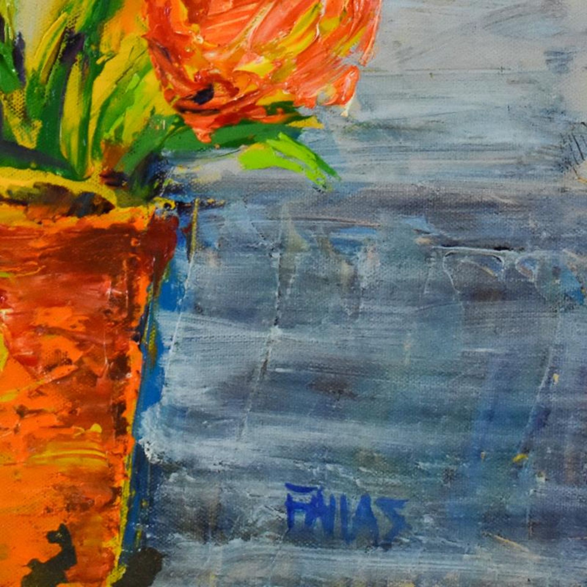 Impasto Orange Floral by Fallas Original - Image 2 of 2