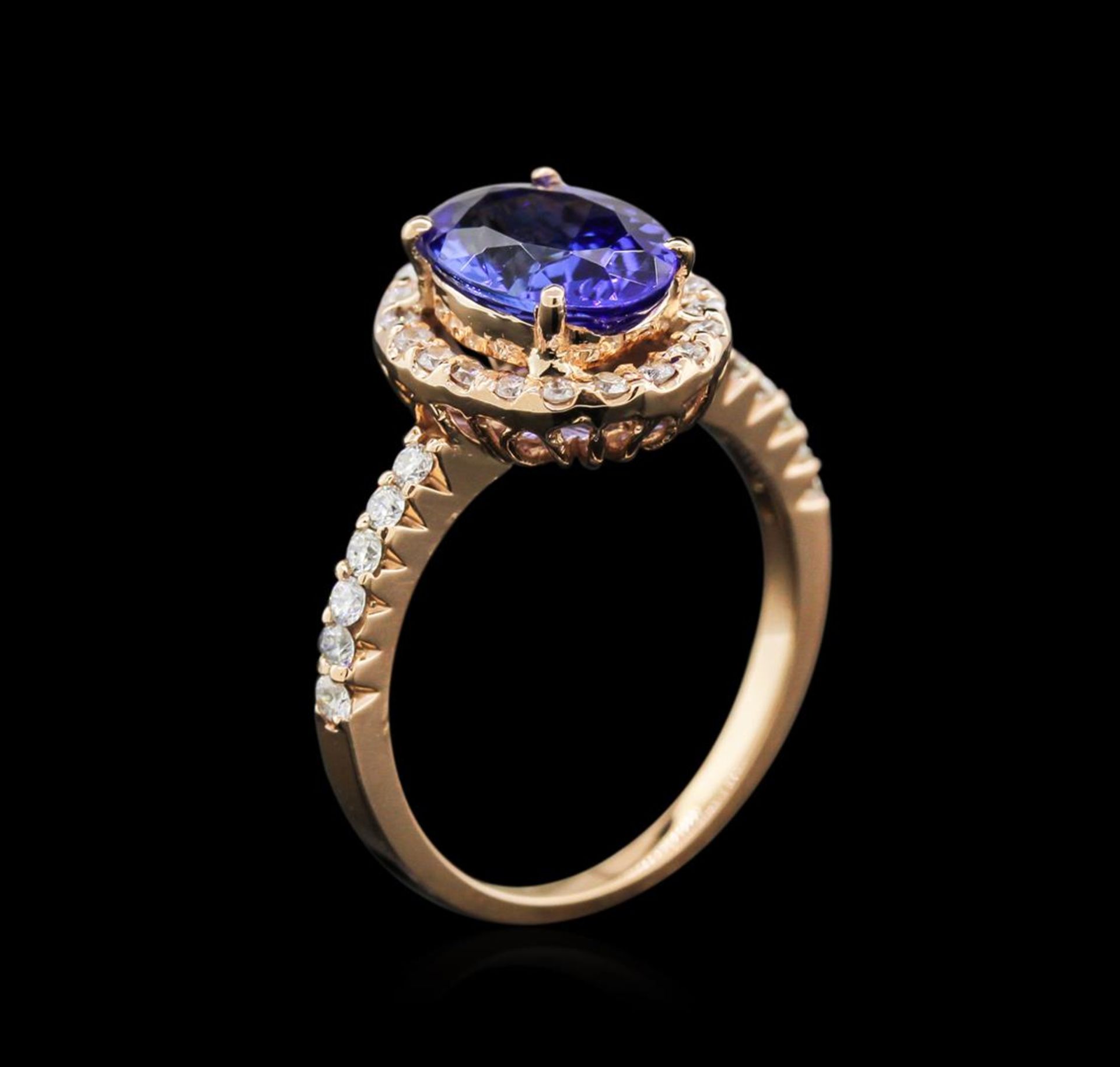 2.07 ctw Tanzanite and Diamond Ring - 14KT Rose Gold - Image 3 of 4