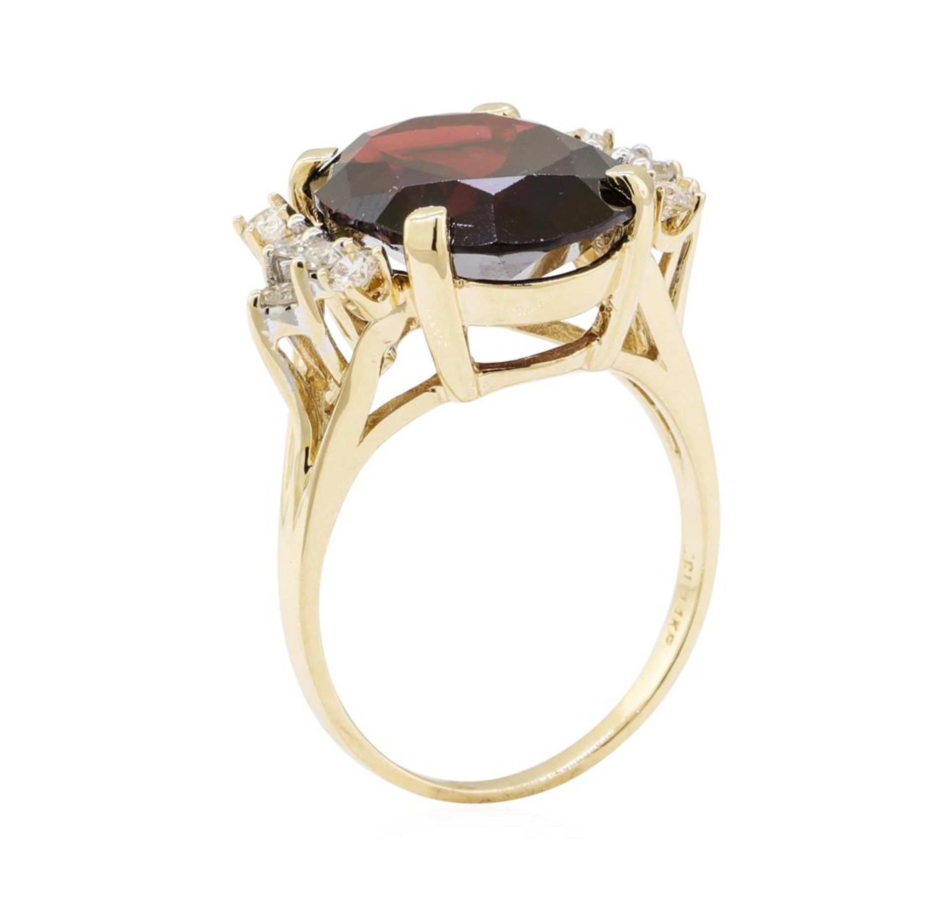 10.20 ctw Garnet and Diamond Ring - 14KT Yellow Gold - Image 4 of 4