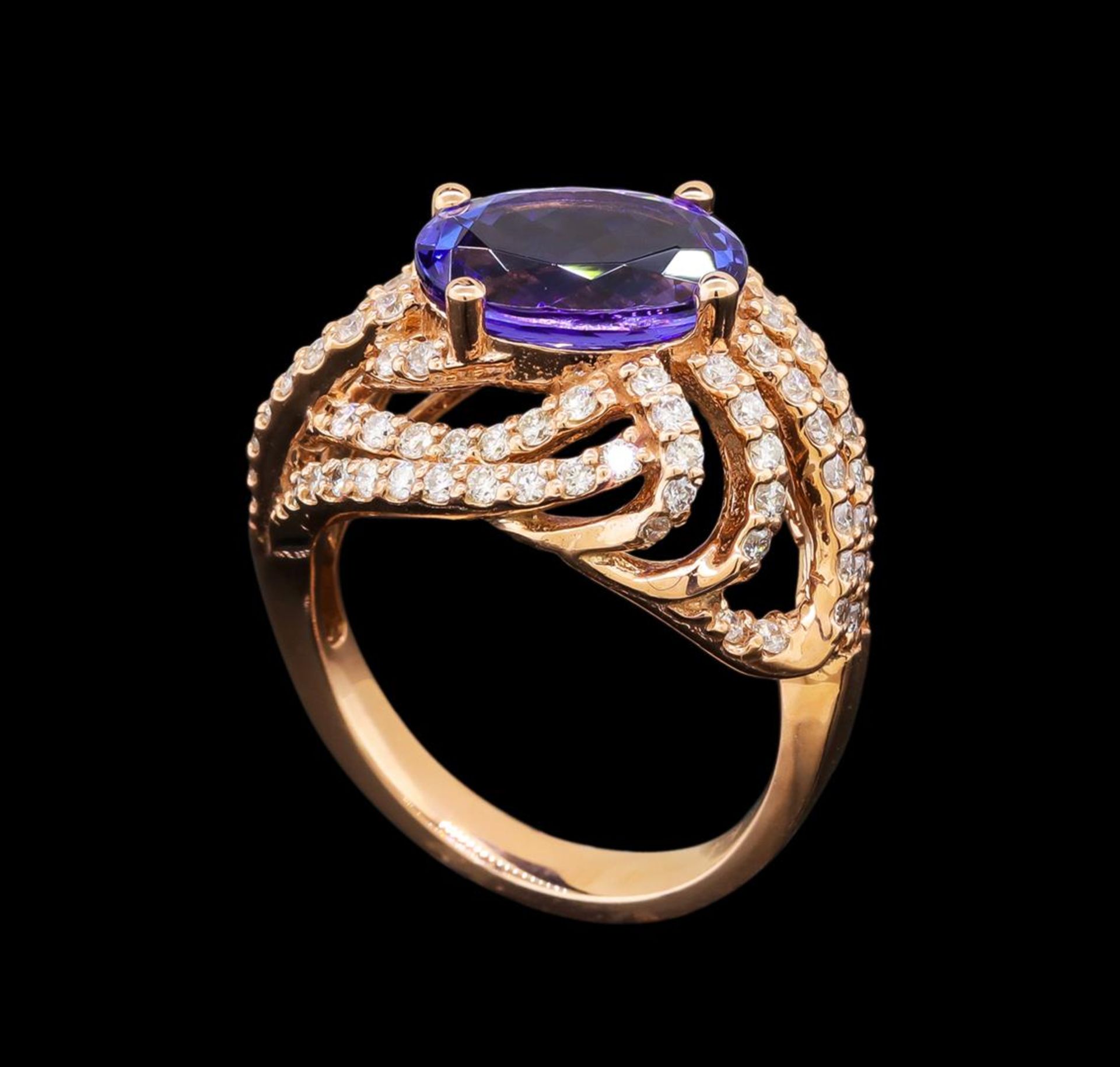 14KT Rose Gold 3.37 ctw Tanzanite and Diamond Ring - Image 4 of 5