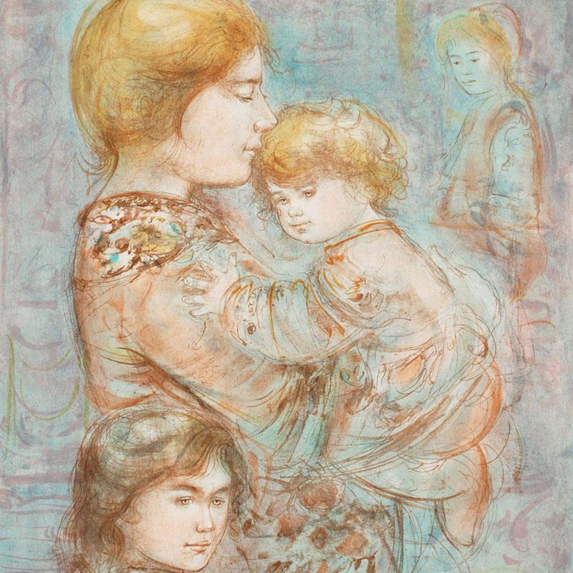 Woman with Children by Hibel (1917-2014) - Image 2 of 2