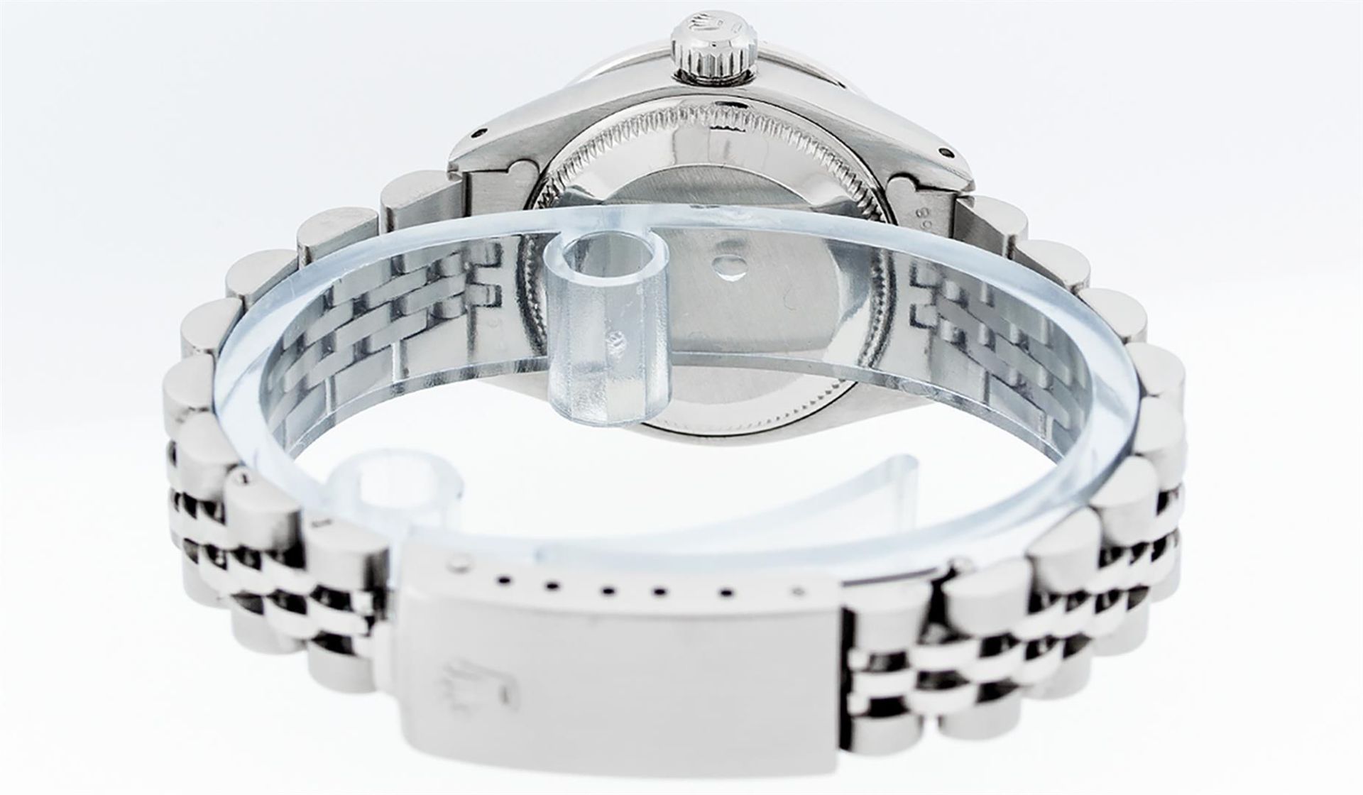 Rolex Ladies Stainless Steel Mother Of Pearl Diamond & Sapphire Datejust Wristwa - Image 9 of 9