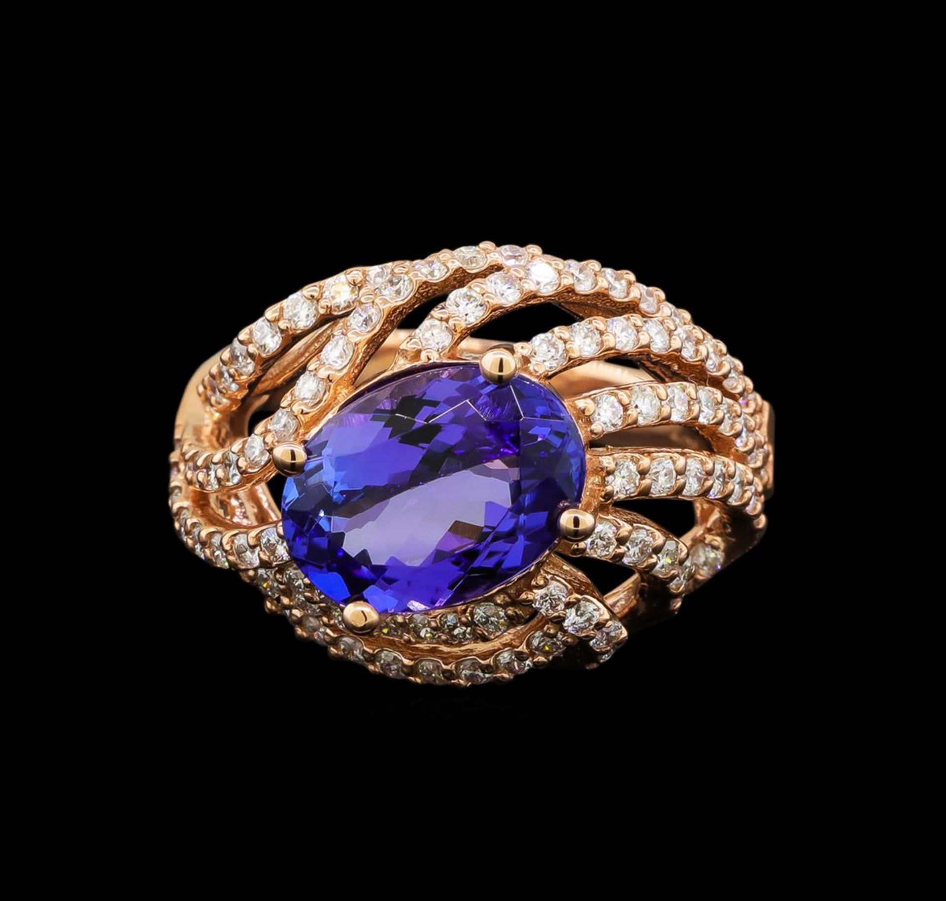 14KT Rose Gold 3.37 ctw Tanzanite and Diamond Ring - Image 2 of 5