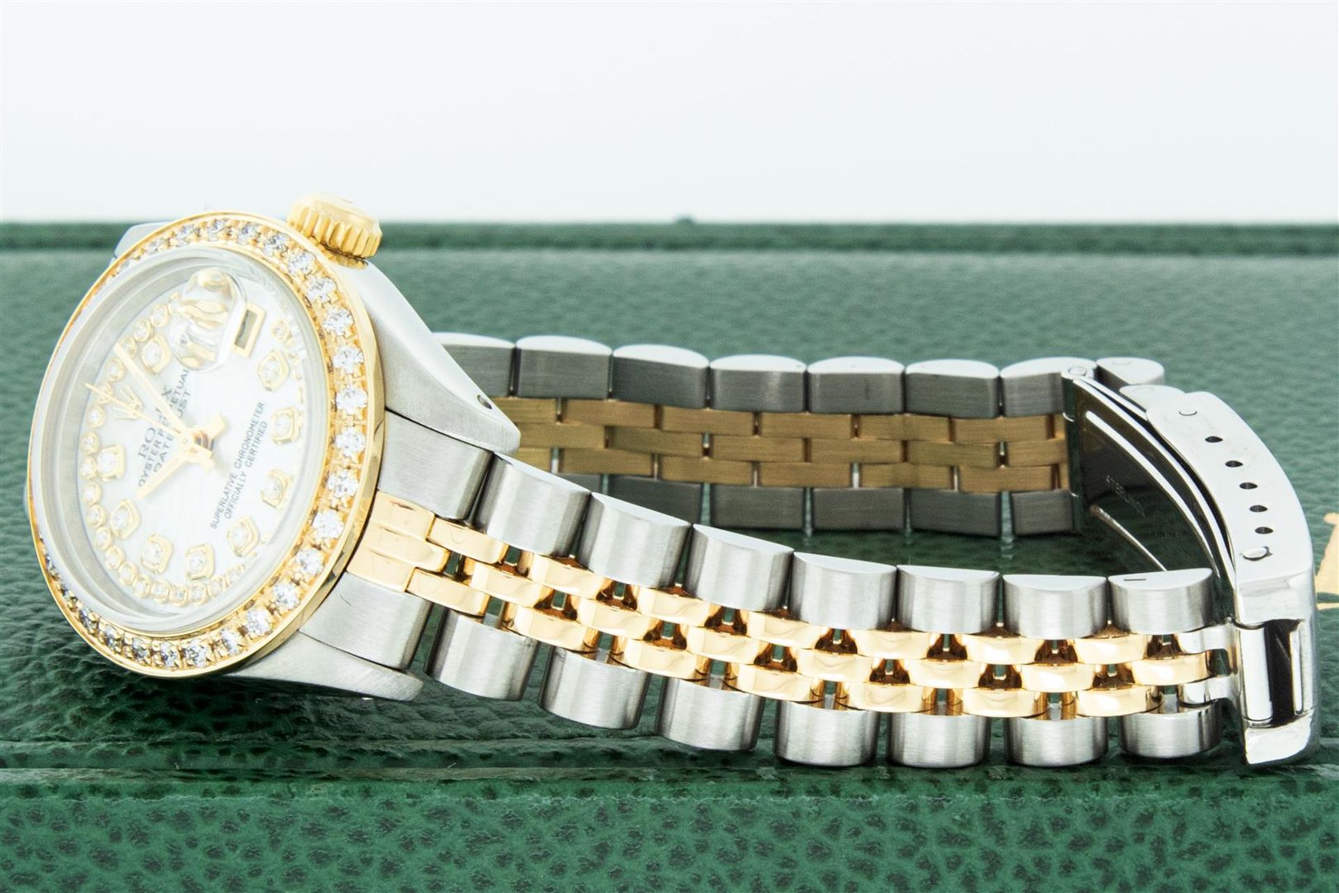 Rolex Ladies 2 Tone MOP String Diamond Oyster Perpetual Datejust Wristwatch With - Image 5 of 9