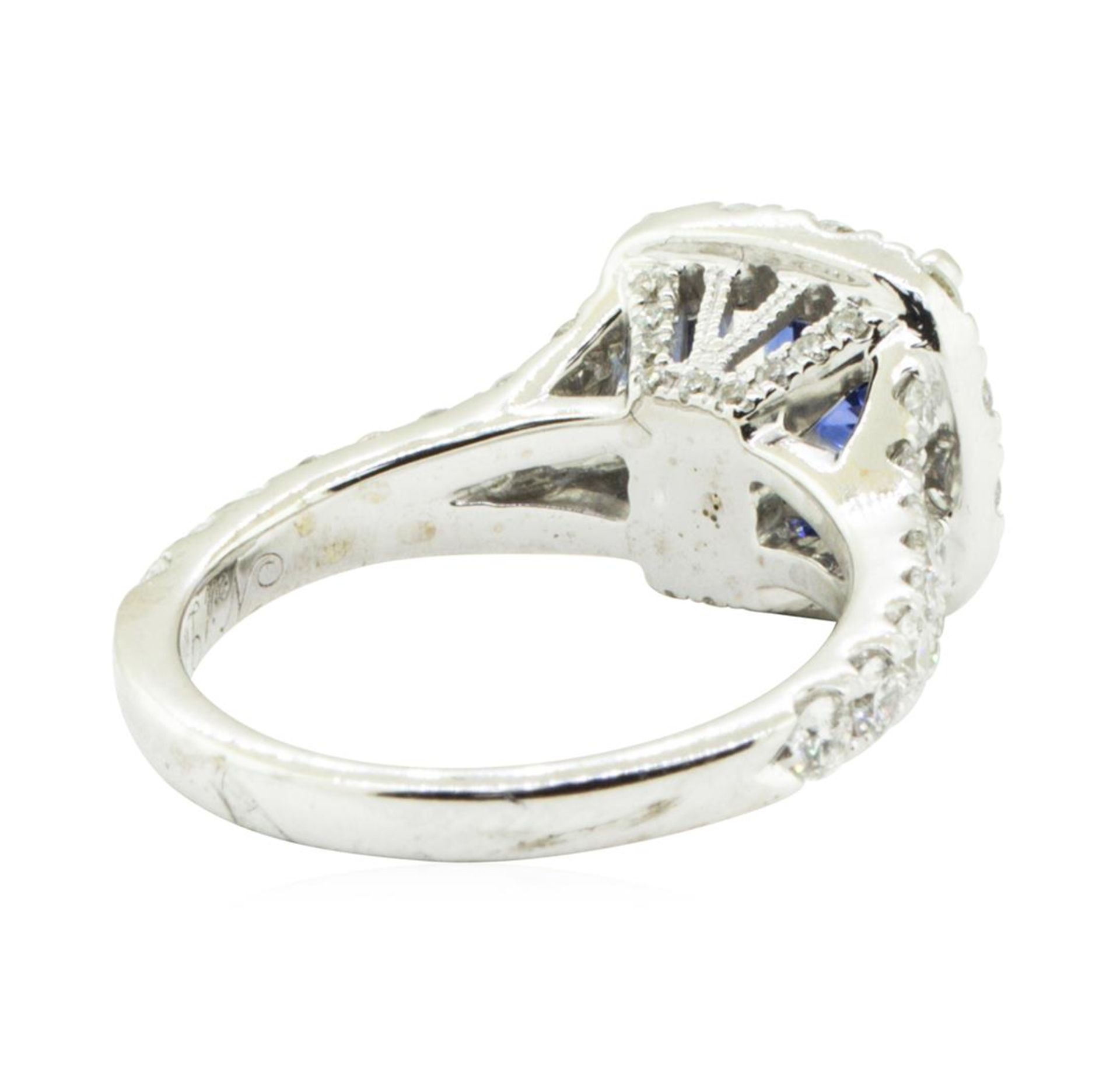 2.47 ctw Round Brilliant Blue Sapphire And Diamond Ring - 14KT White Gold - Image 3 of 5
