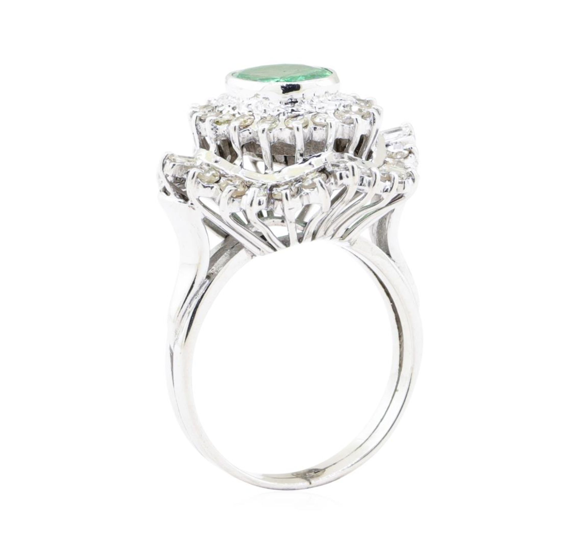 2.84 ctw Emerald And Diamond Double Halo Ring - 14KT White Gold - Image 4 of 5