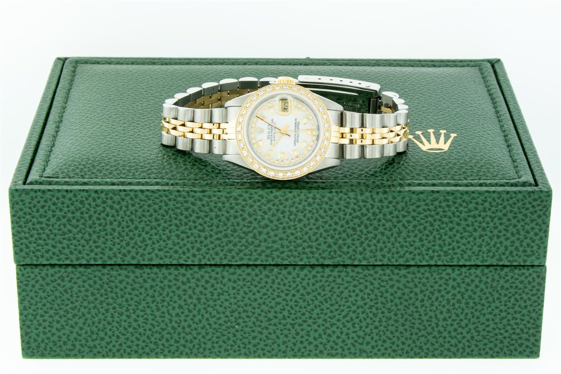 Rolex Ladies 2 Tone MOP String Diamond Oyster Perpetual Datejust Wristwatch With - Image 7 of 9