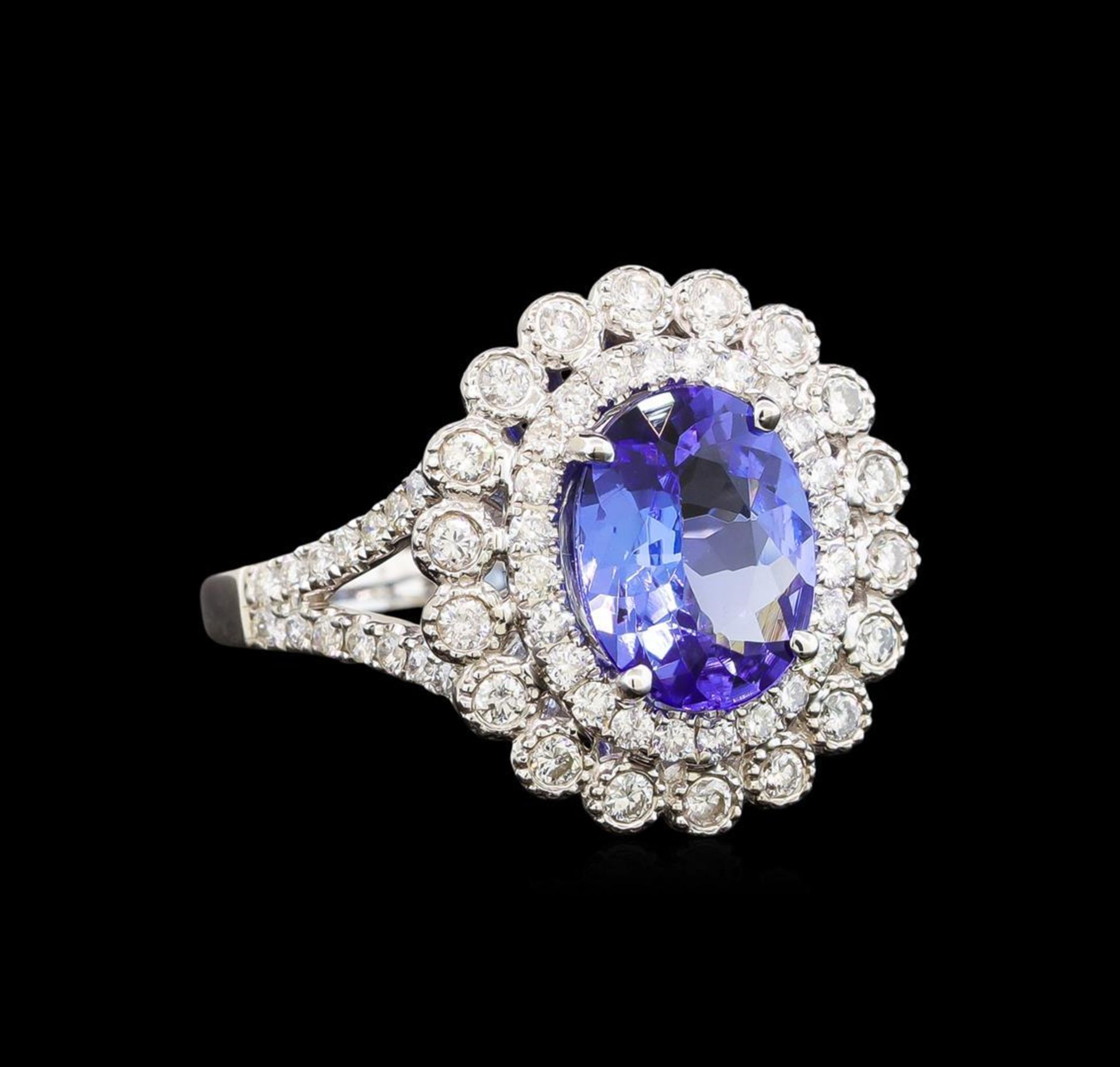 14KT White Gold 2.18ct Tanzanite and Diamond Ring