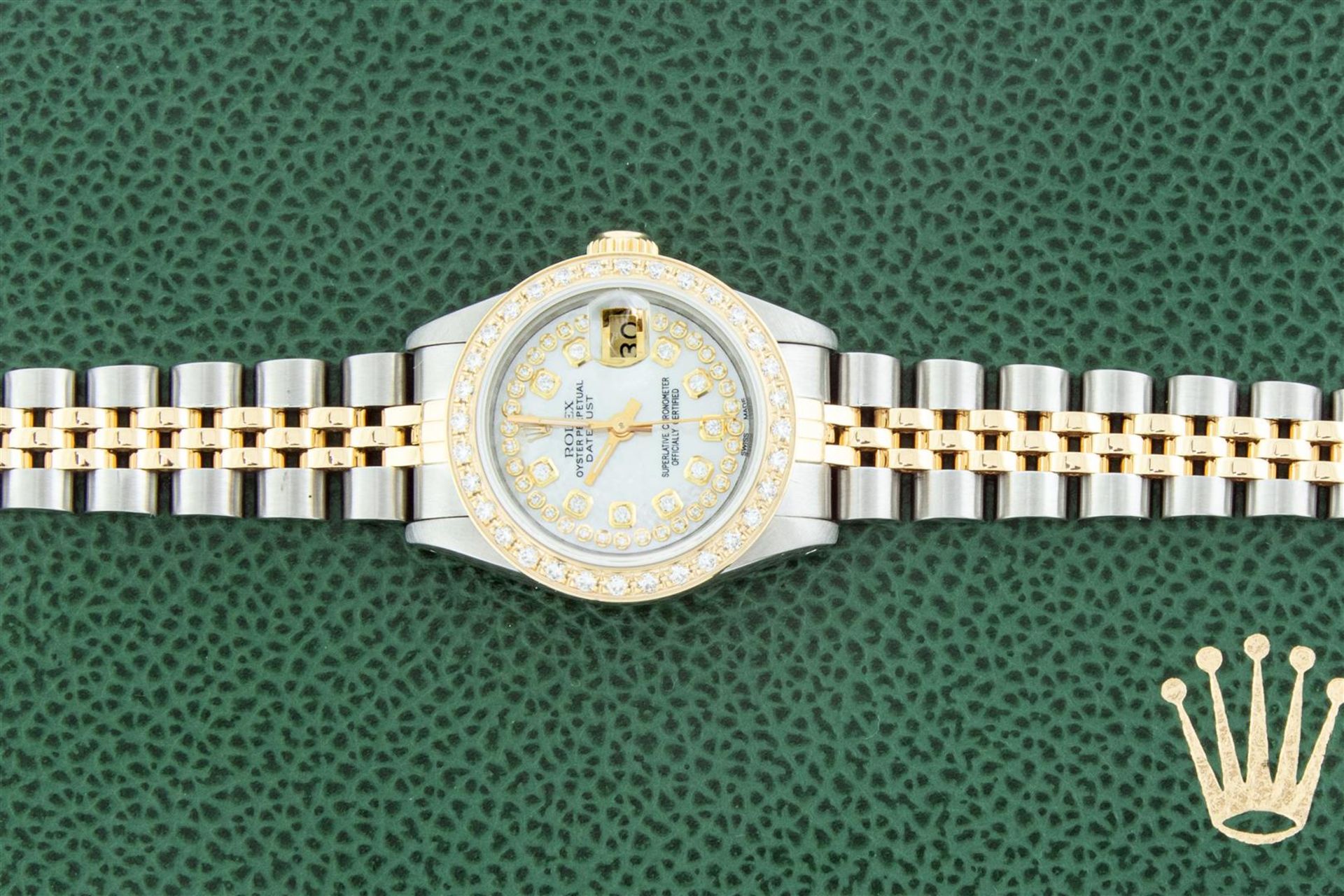 Rolex Ladies 2 Tone MOP String Diamond Oyster Perpetual Datejust Wristwatch With - Image 4 of 9