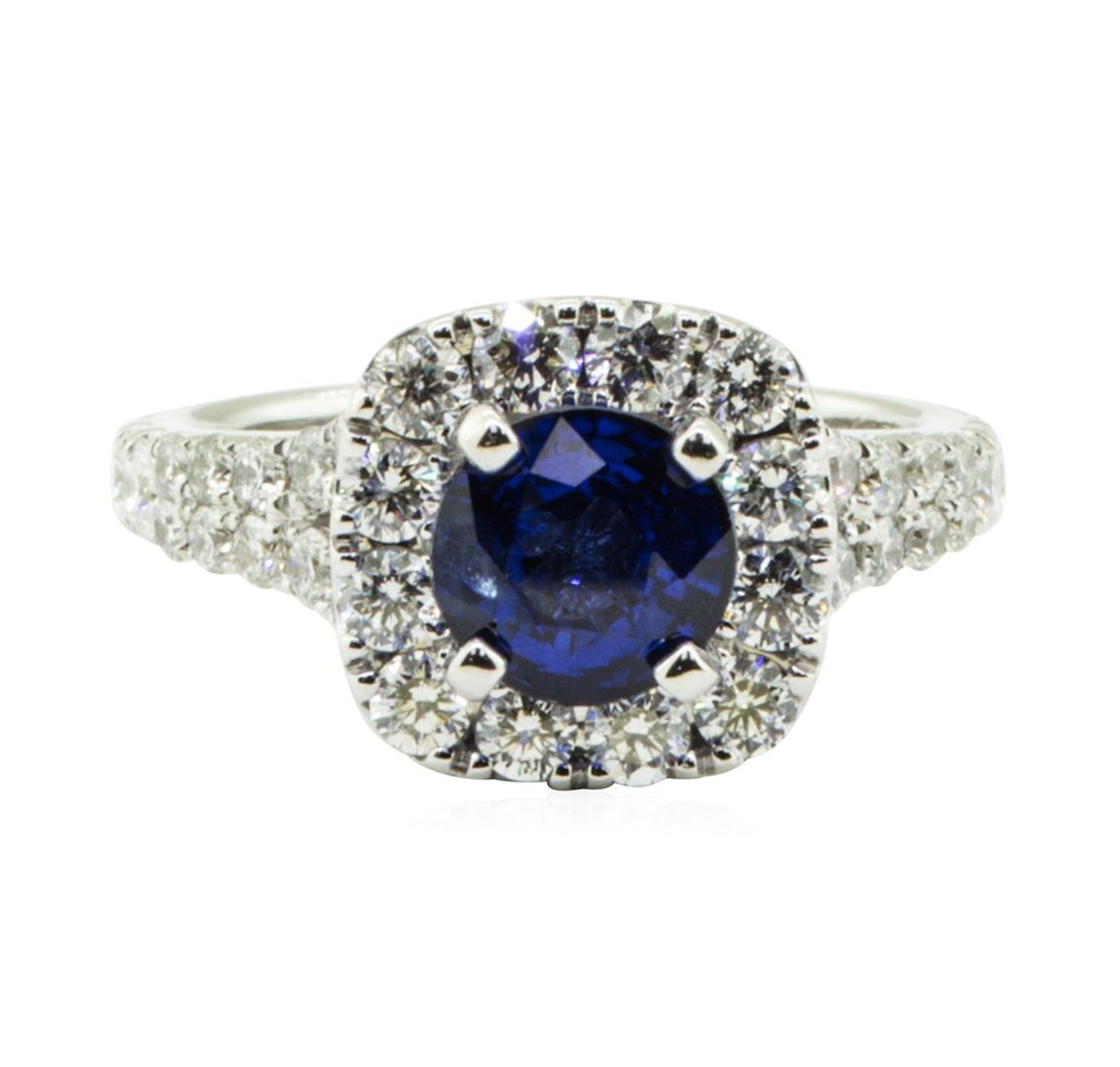 2.47 ctw Round Brilliant Blue Sapphire And Diamond Ring - 14KT White Gold - Image 2 of 5