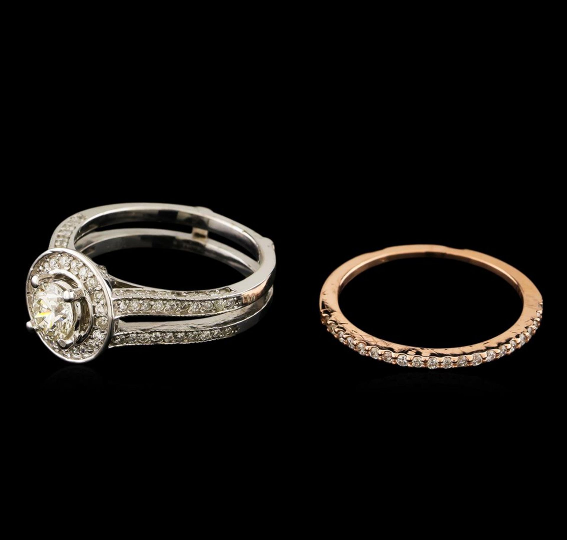 1.28 ctw Diamond Wedding Ring Set - 14KT Rose and White Gold - Image 2 of 4